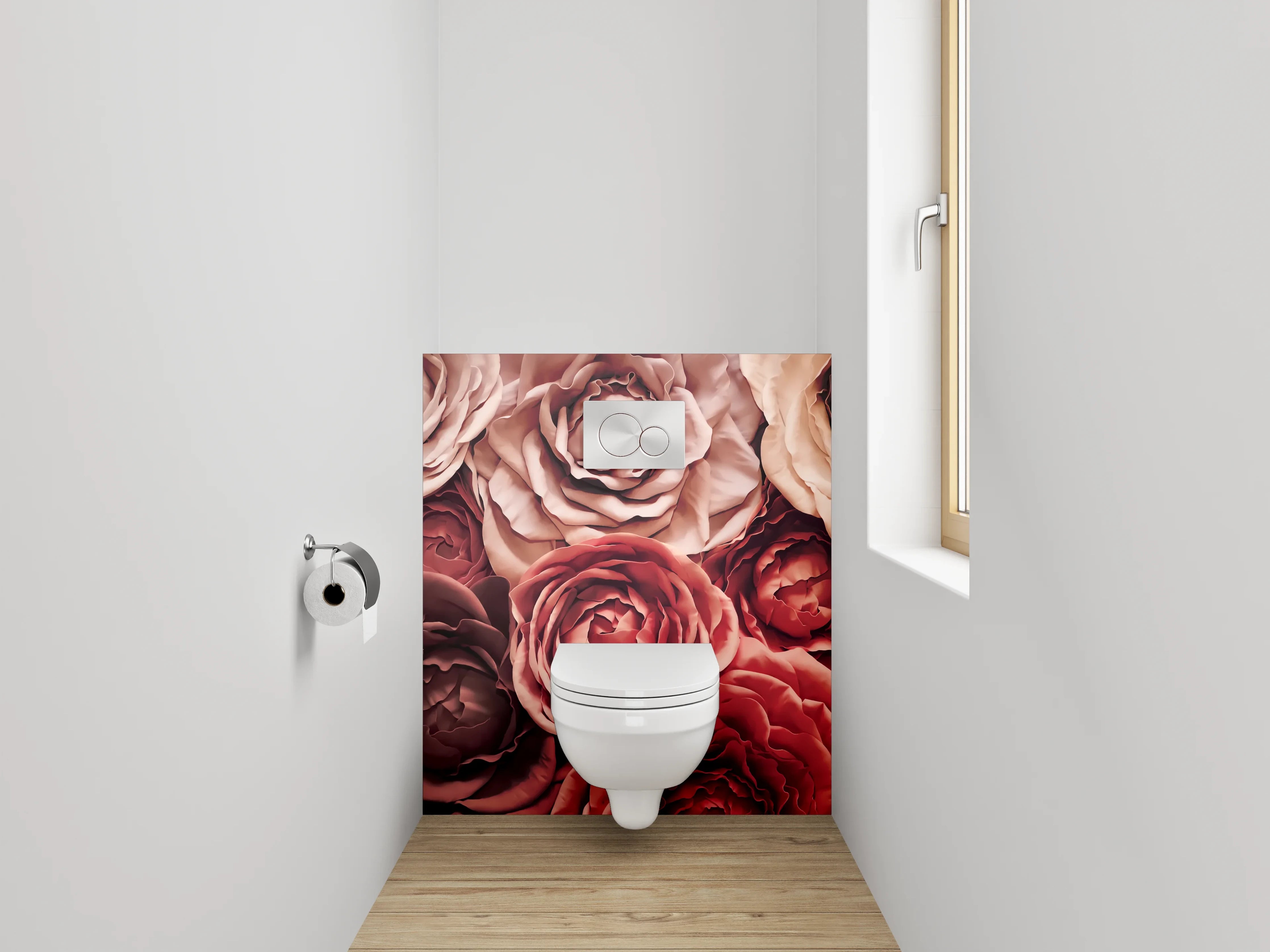 WC-Rückwand - Romantische Rosenpracht – Blumenmotiv