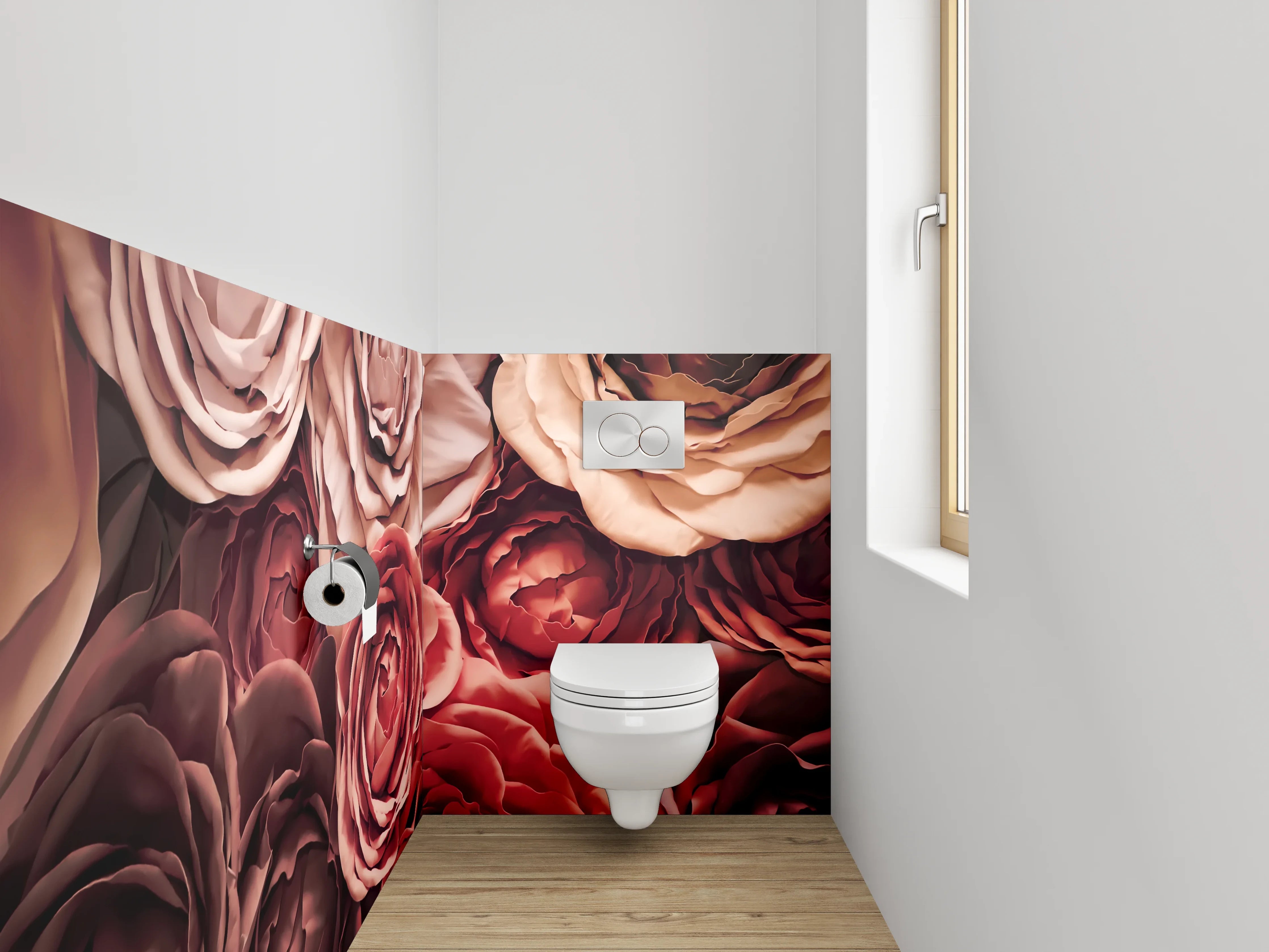 WC-Rückwand - Romantische Rosenpracht – Blumenmotiv