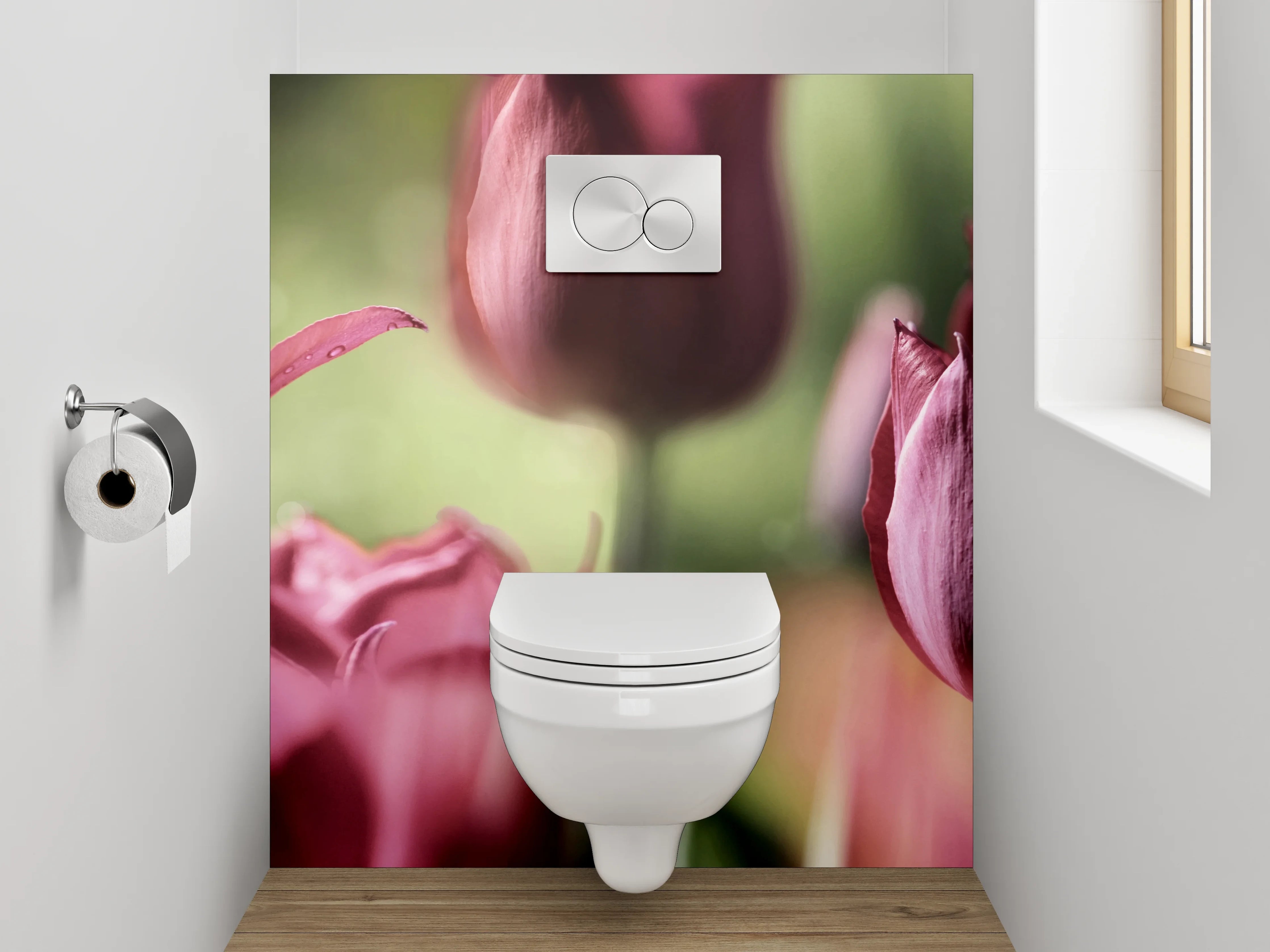 WC-Rückwand - Romantische Tulpenblüten – Fotomotiv