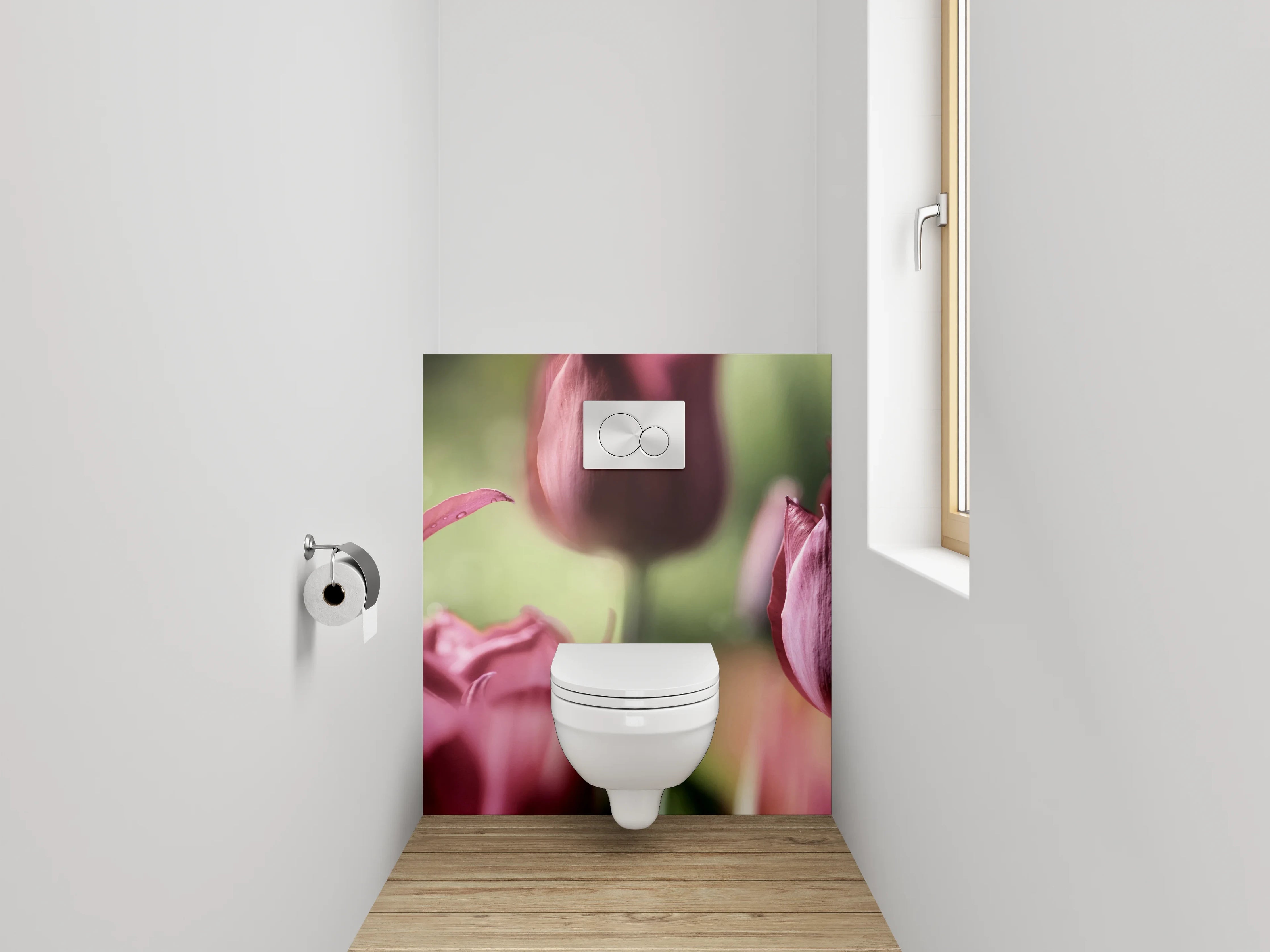 WC-Rückwand - Romantische Tulpenblüten – Fotomotiv