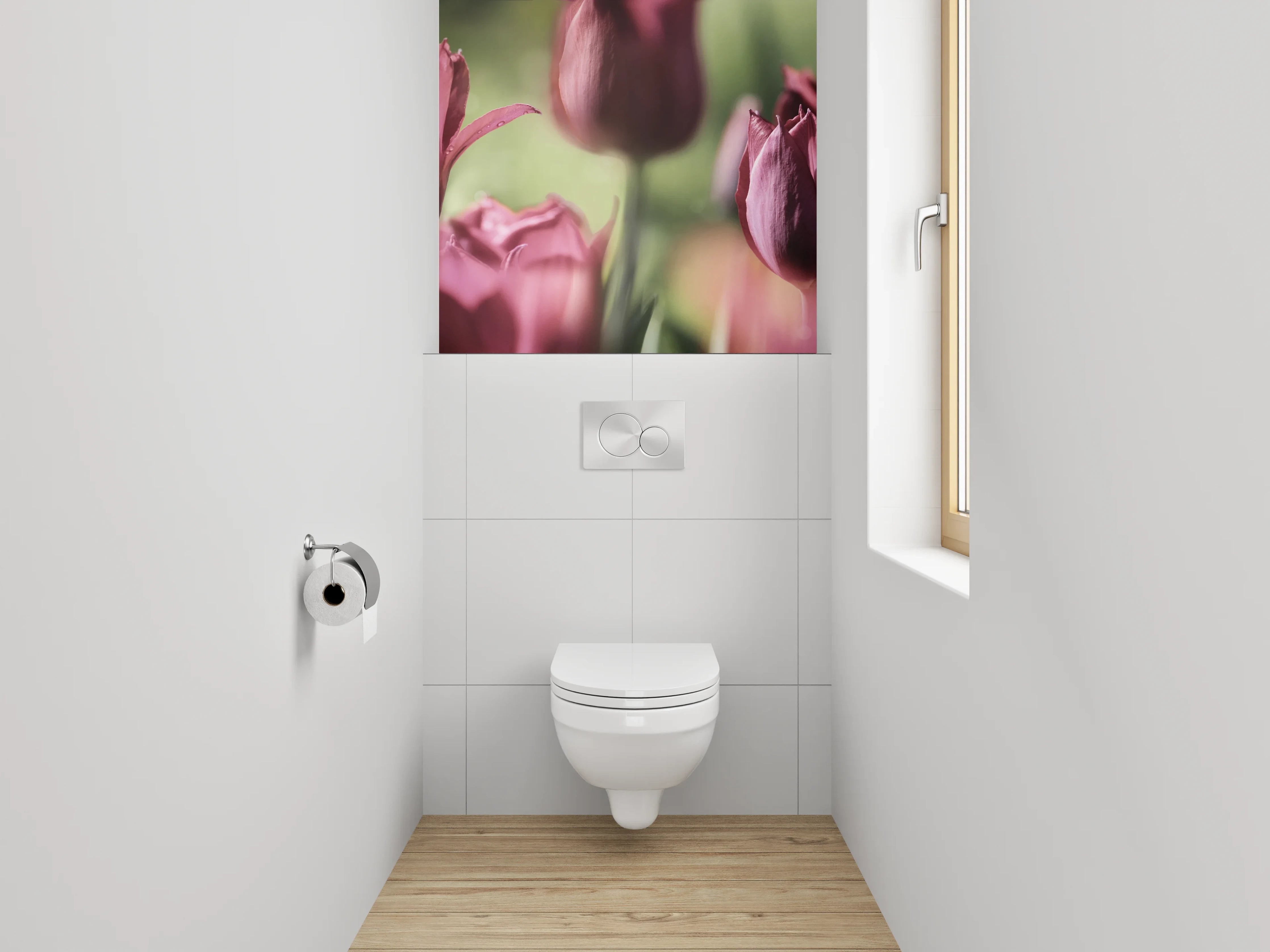 WC-Rückwand - Romantische Tulpenblüten – Fotomotiv