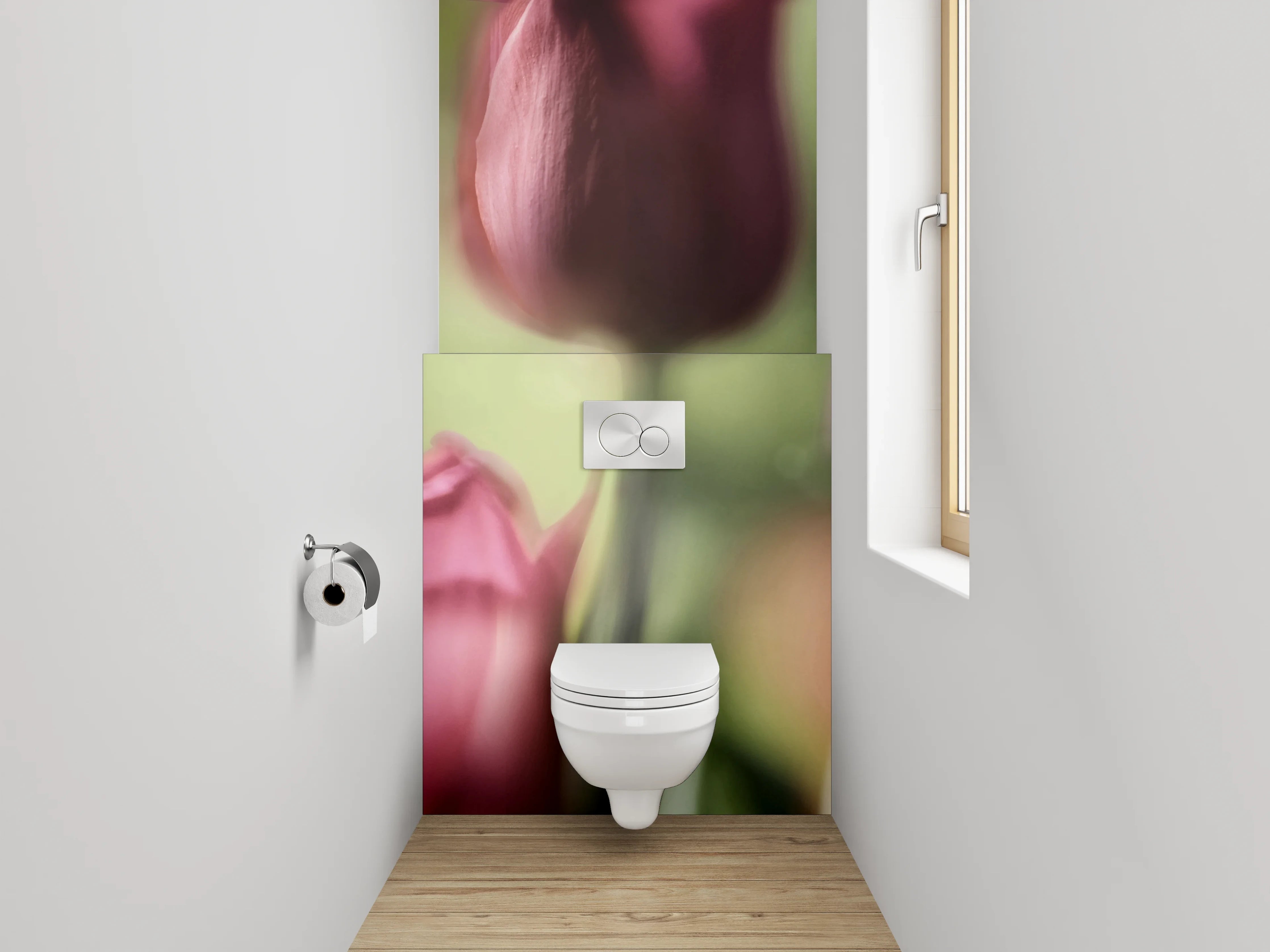 WC-Rückwand - Romantische Tulpenblüten – Fotomotiv