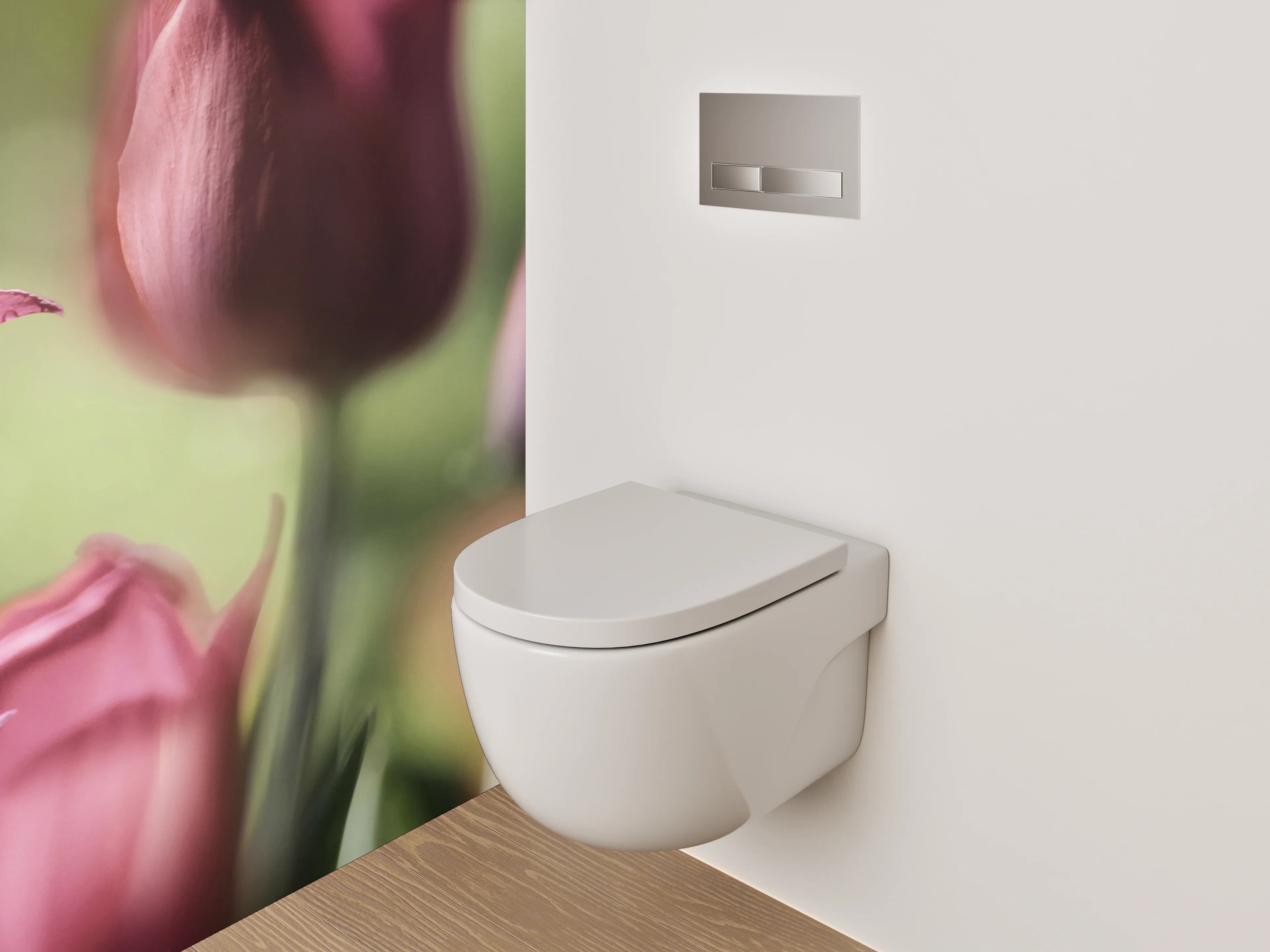 WC-Rückwand - Romantische Tulpenblüten – Fotomotiv