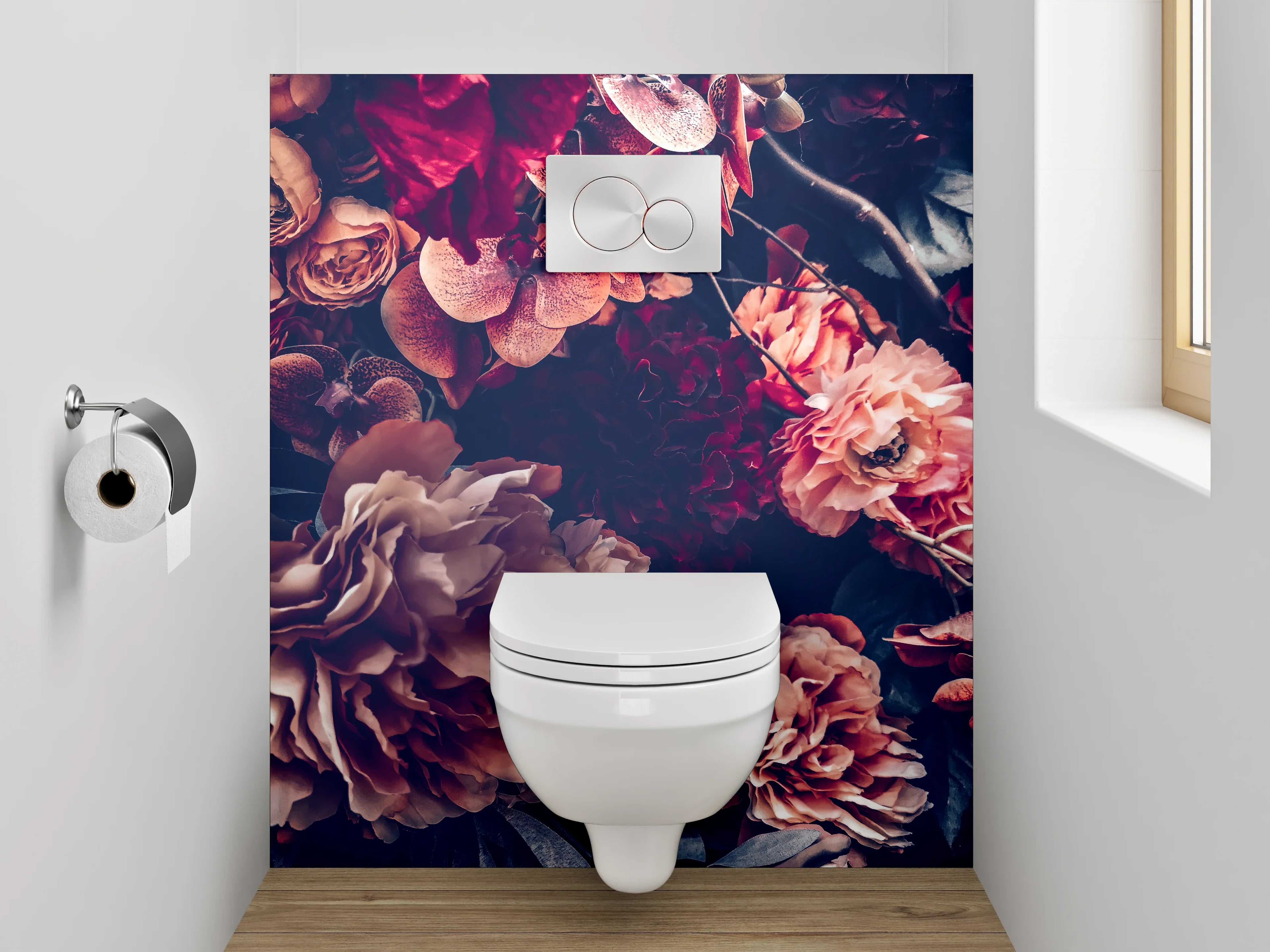 WC-Rückwand - Romantische Vintage-Blumenpracht Poster
