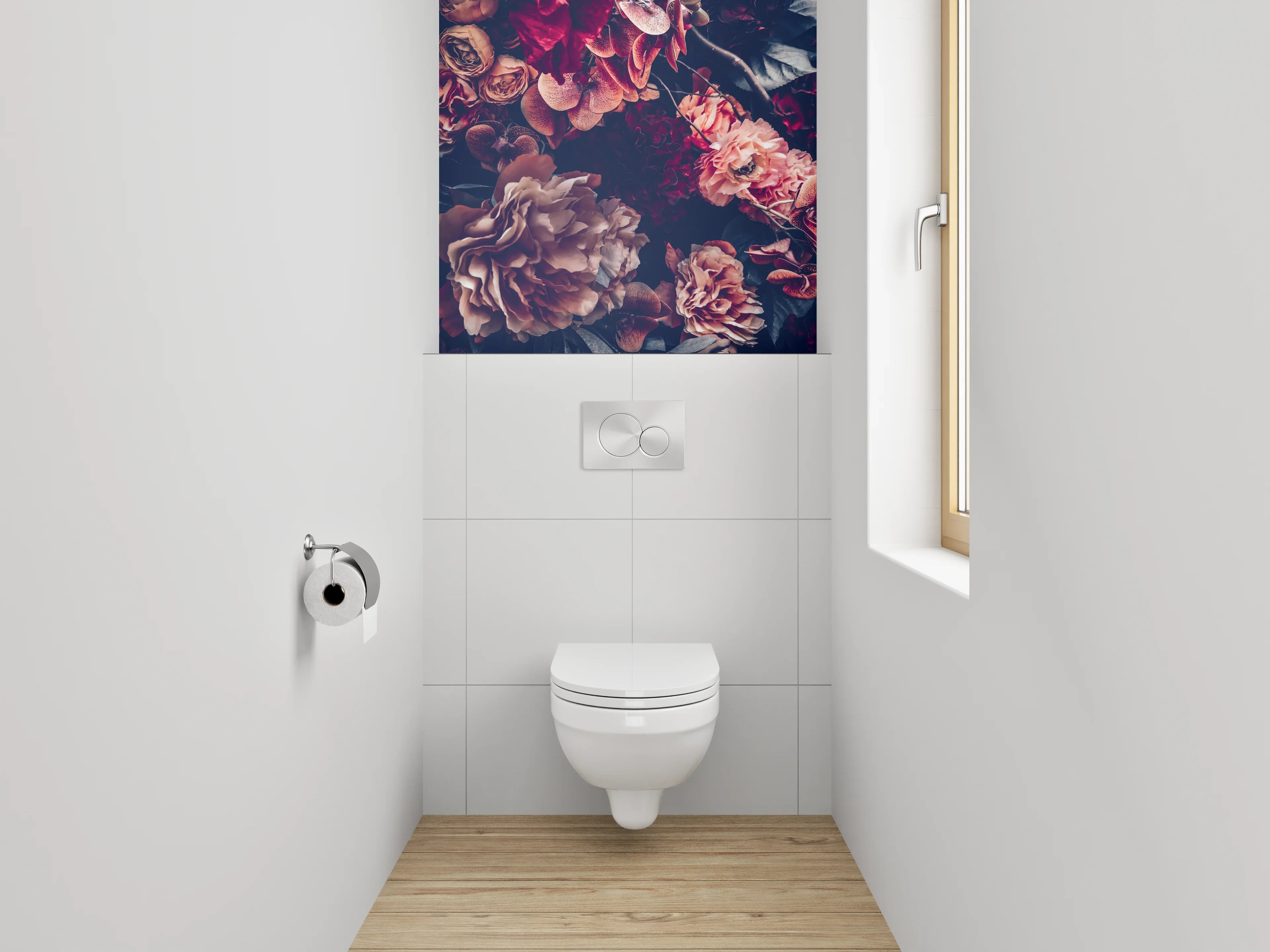 WC-Rückwand - Romantische Vintage-Blumenpracht Poster
