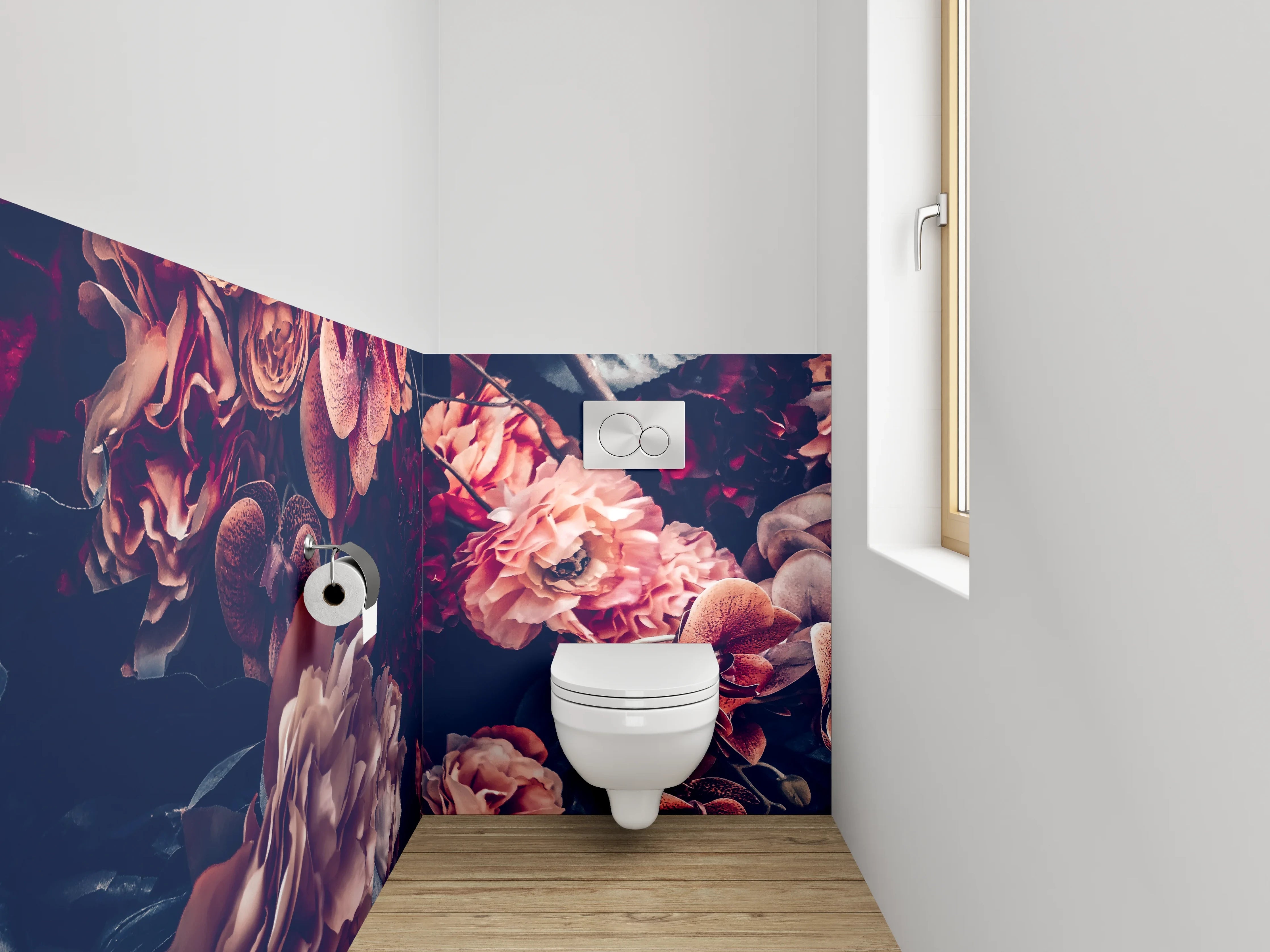 WC-Rückwand - Romantische Vintage-Blumenpracht Poster