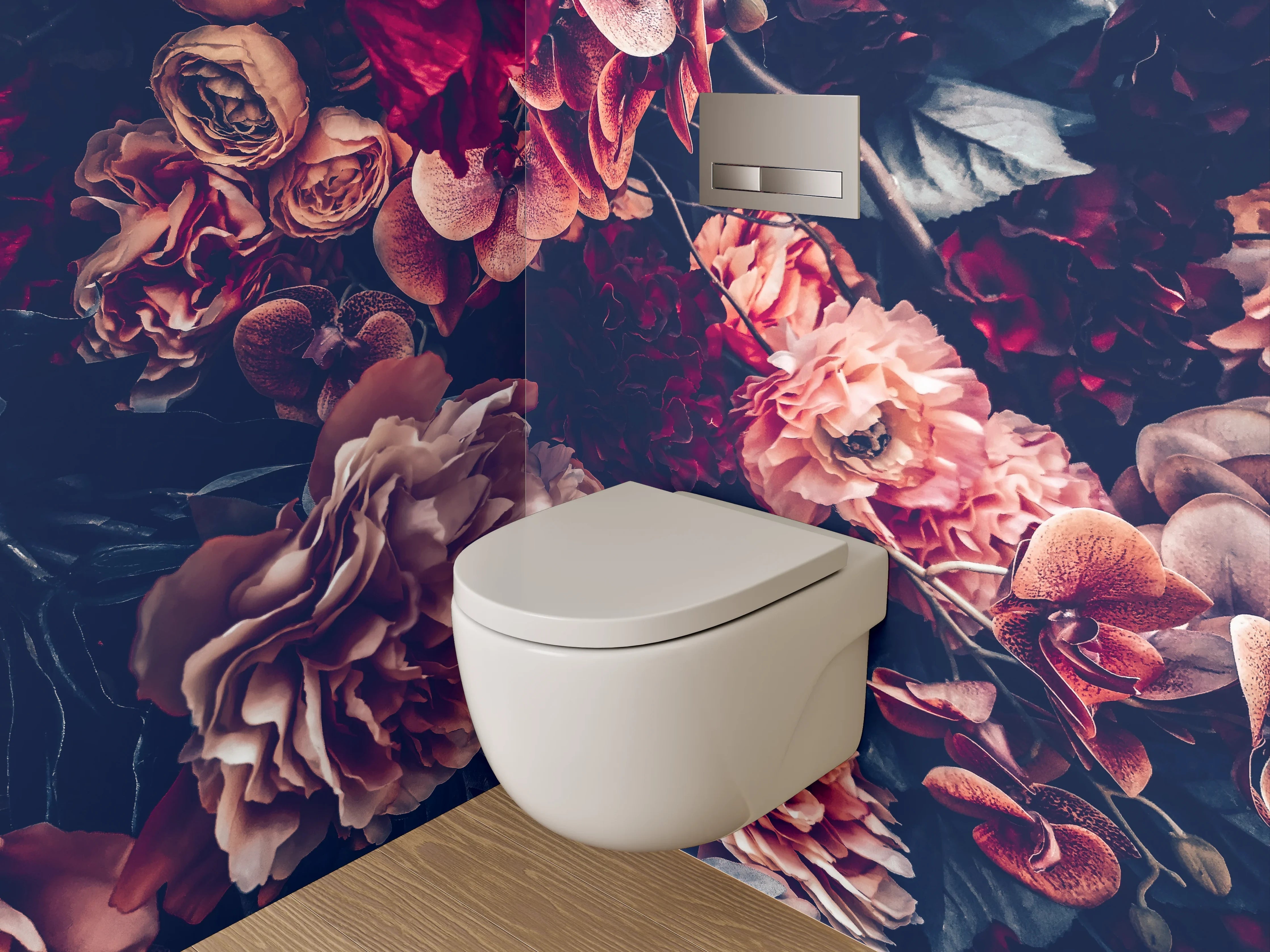 WC-Rückwand - Romantische Vintage-Blumenpracht Poster