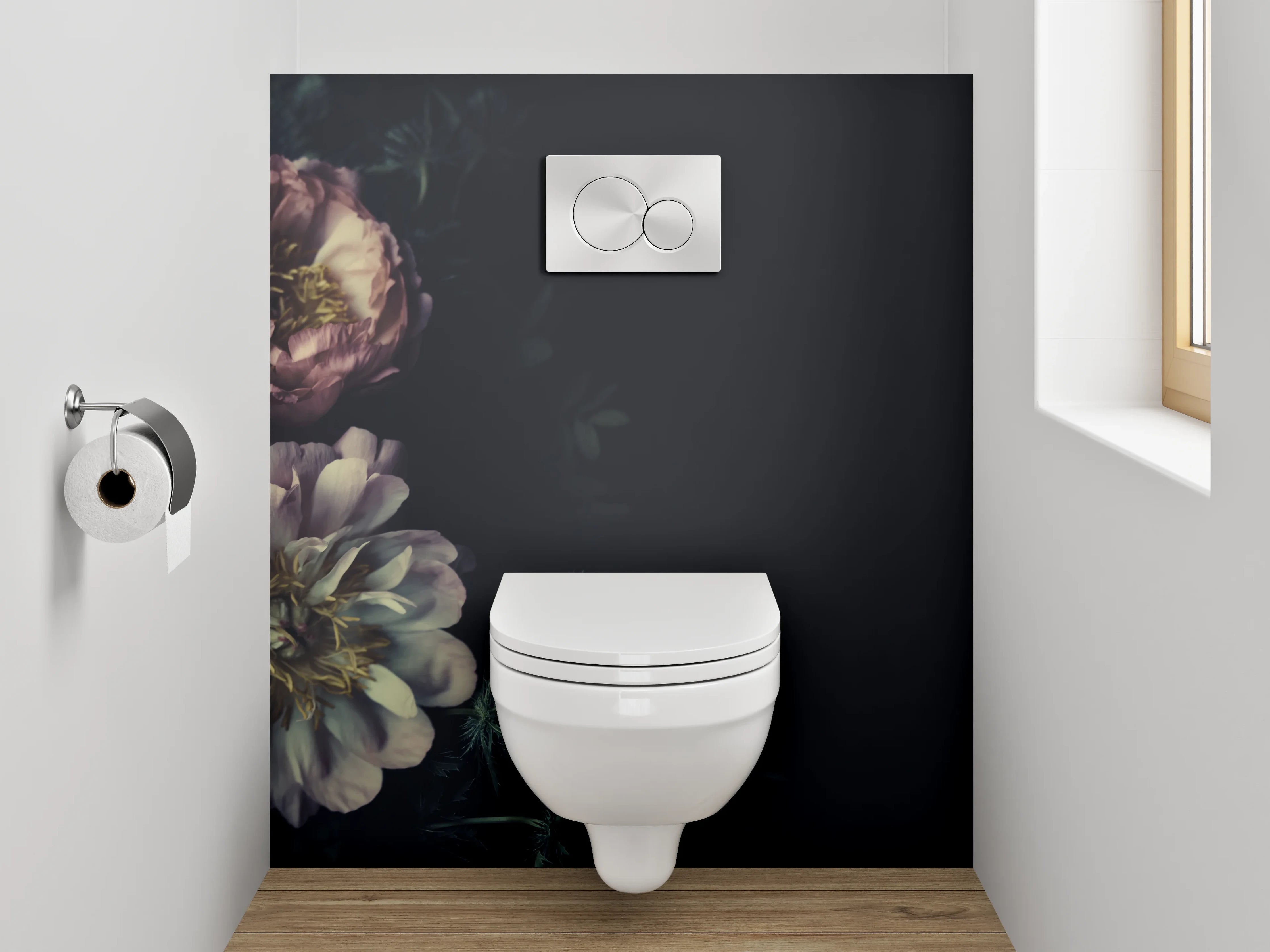 WC-Rückwand - Romantische Vintage Pfingstrosen Blumen