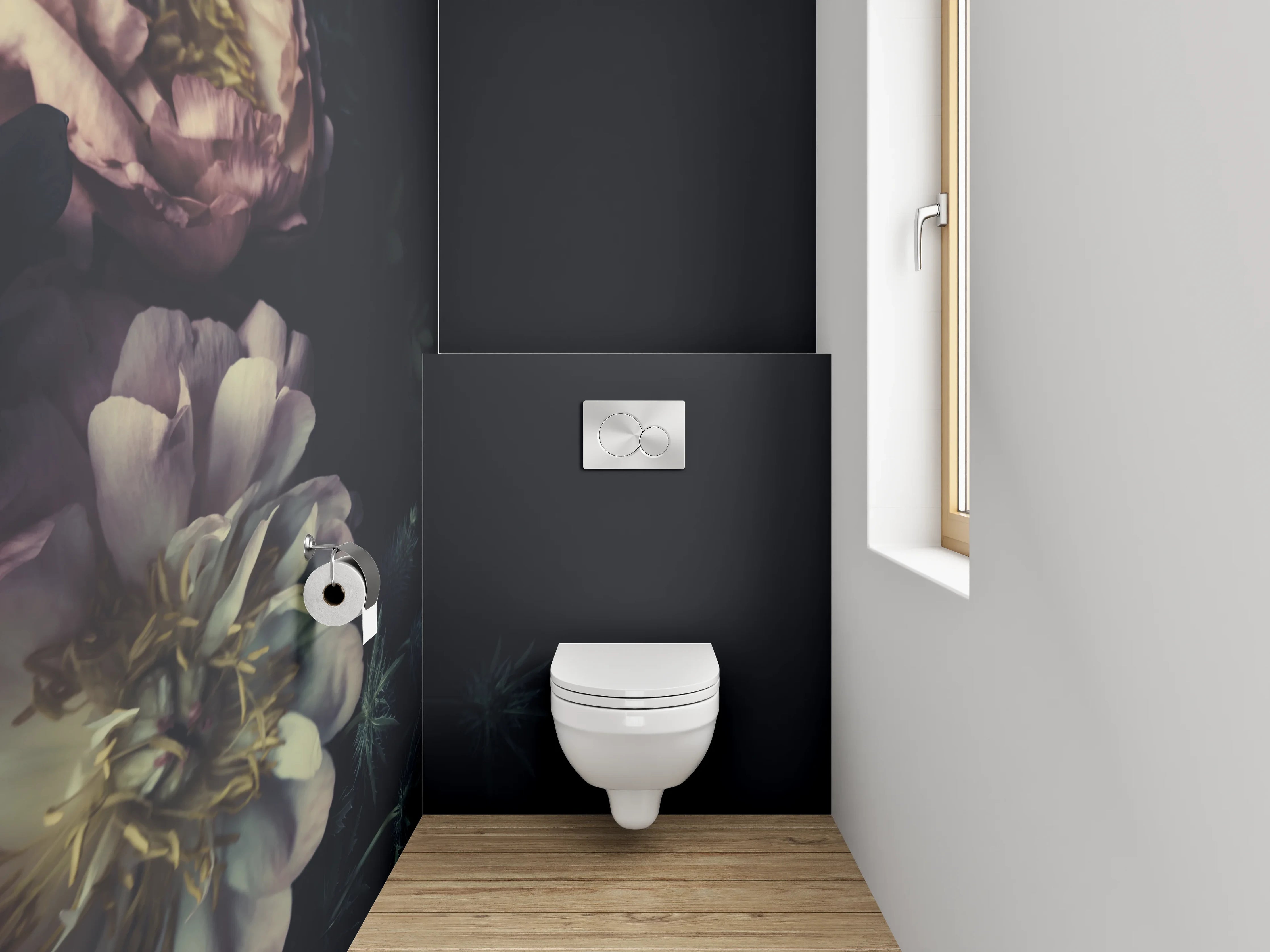 WC-Rückwand - Romantische Vintage Pfingstrosen Blumen
