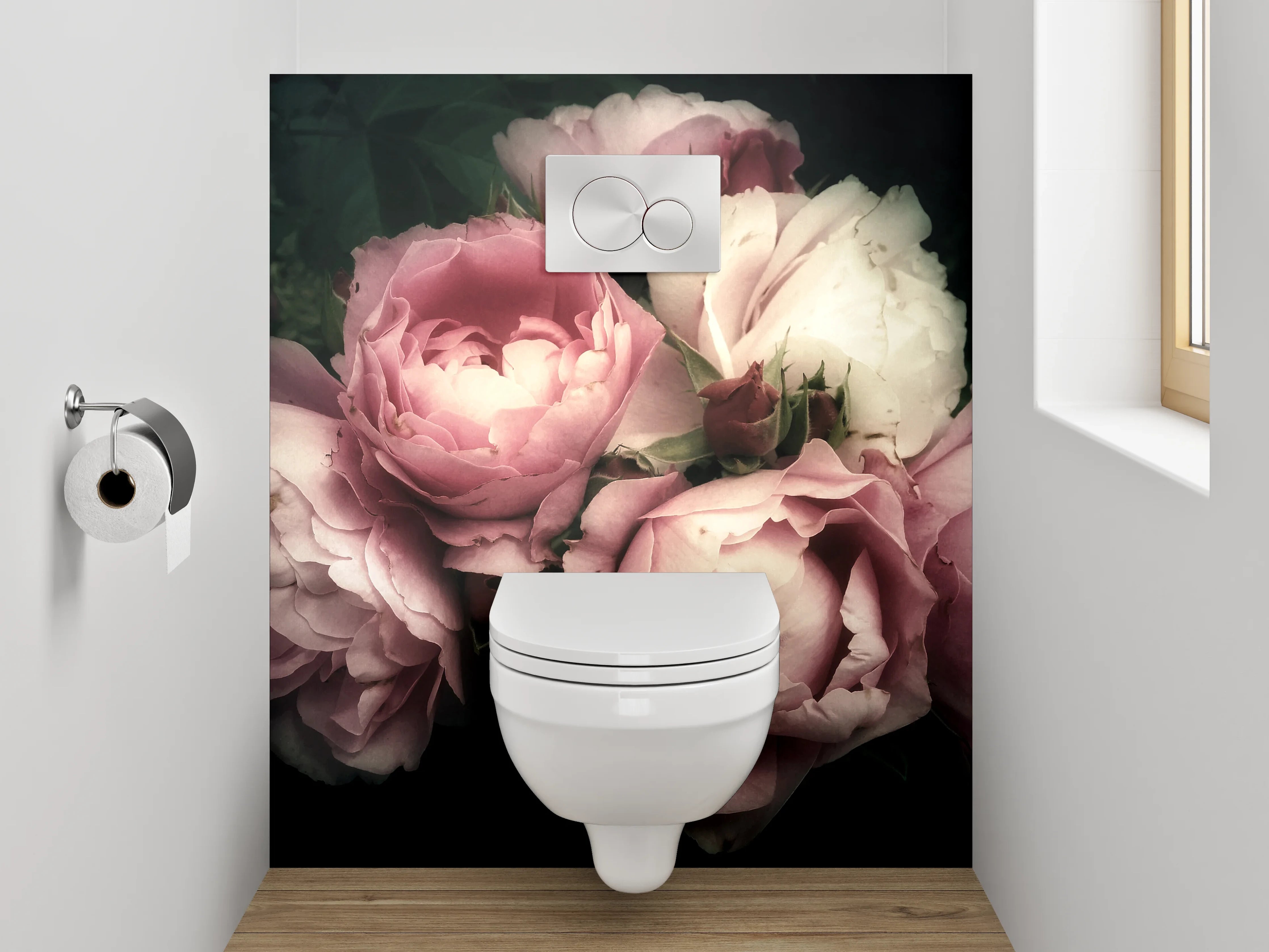 WC-Rückwand - Romantische Vintage-Rosenblüten