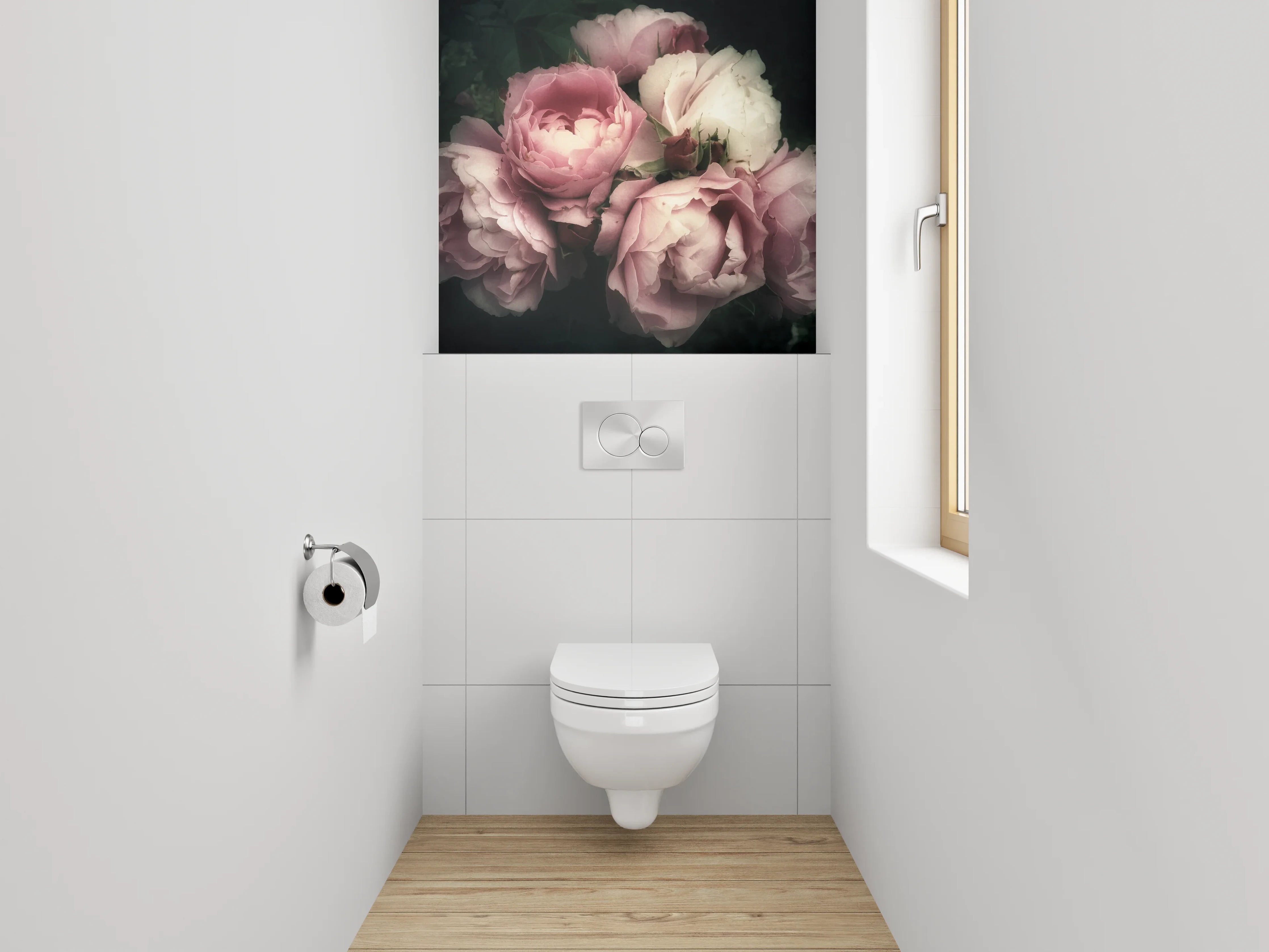 WC-Rückwand - Romantische Vintage-Rosenblüten