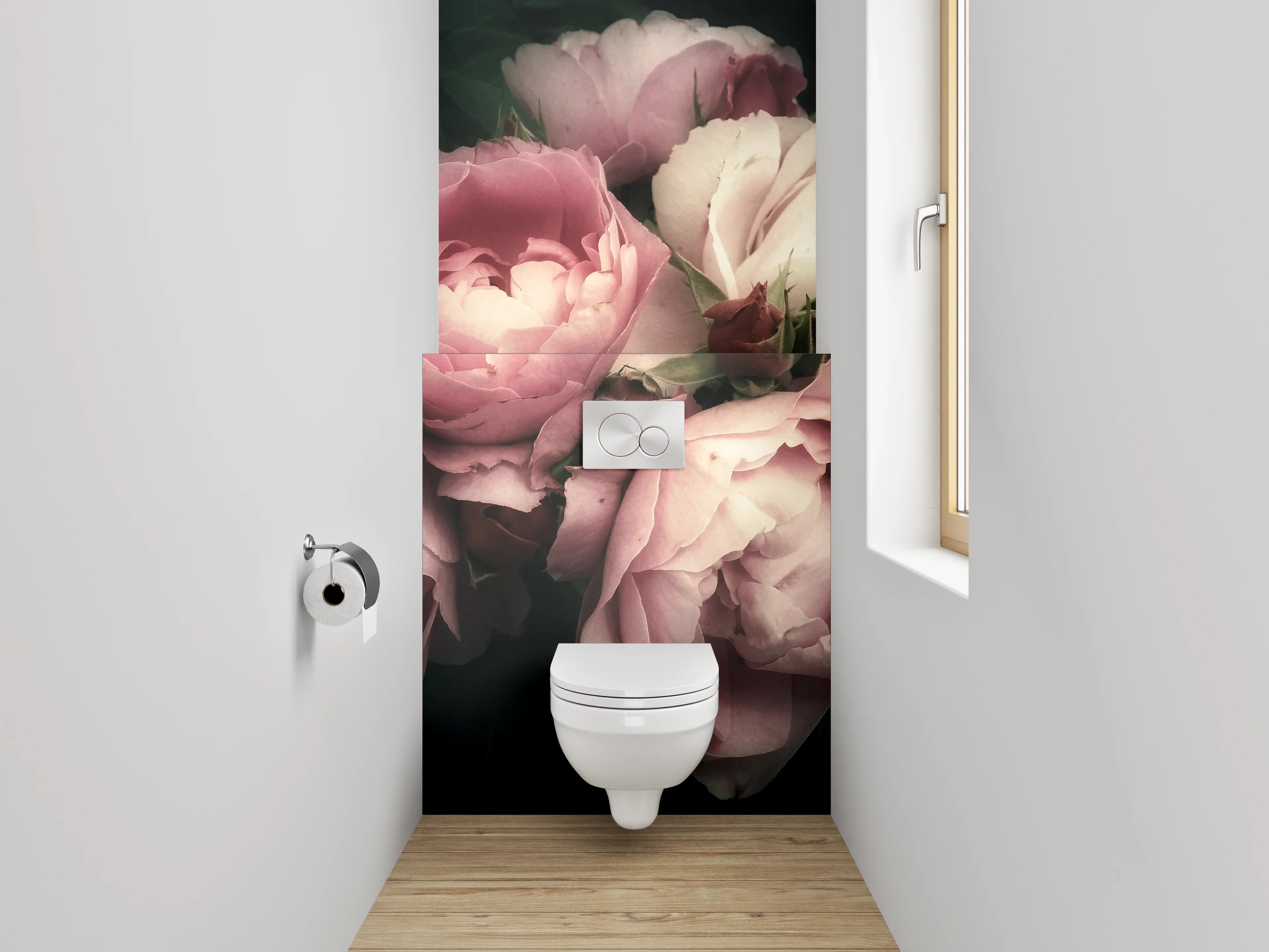 WC-Rückwand - Romantische Vintage-Rosenblüten