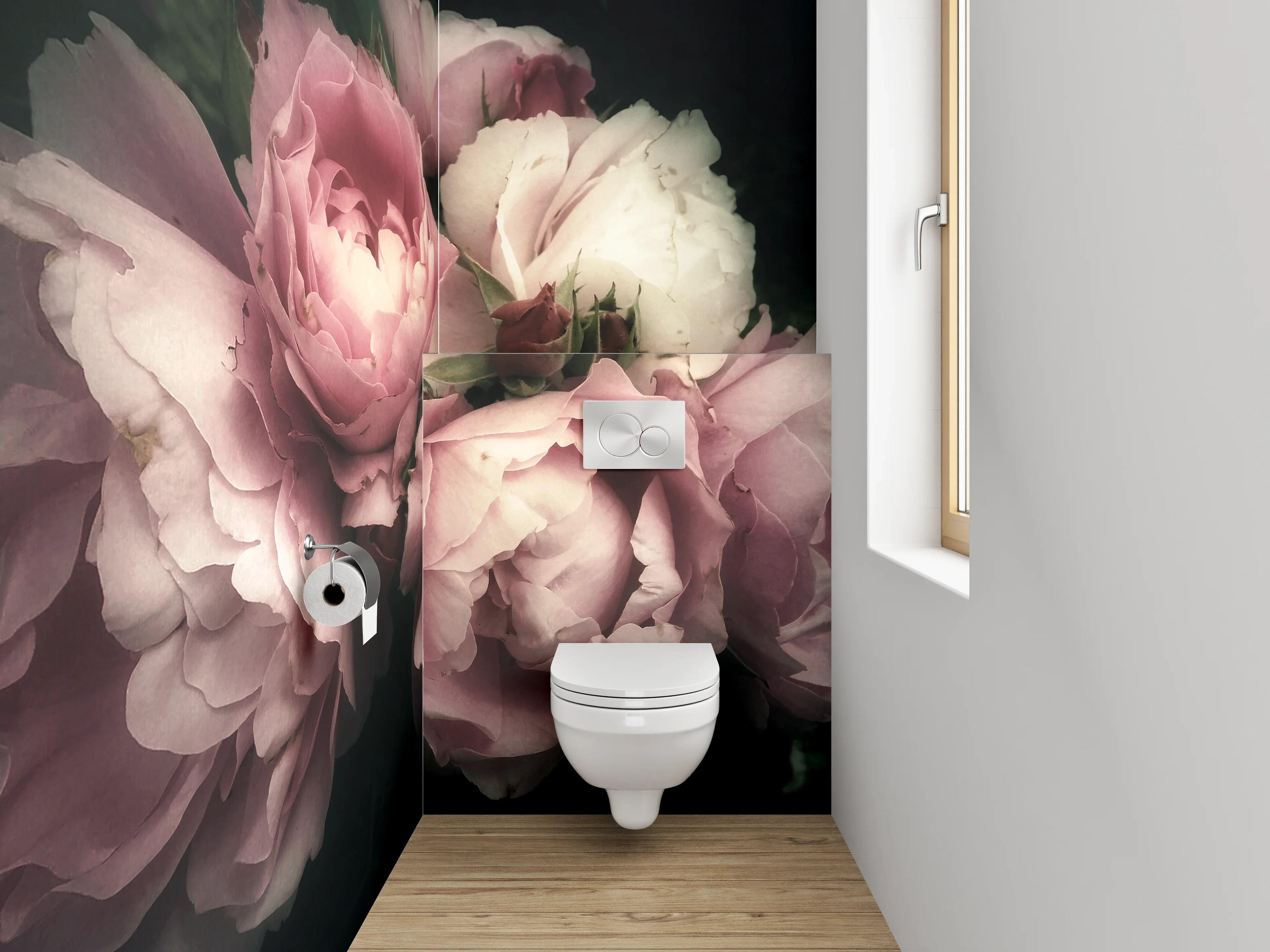 WC-Rückwand - Romantische Vintage-Rosenblüten