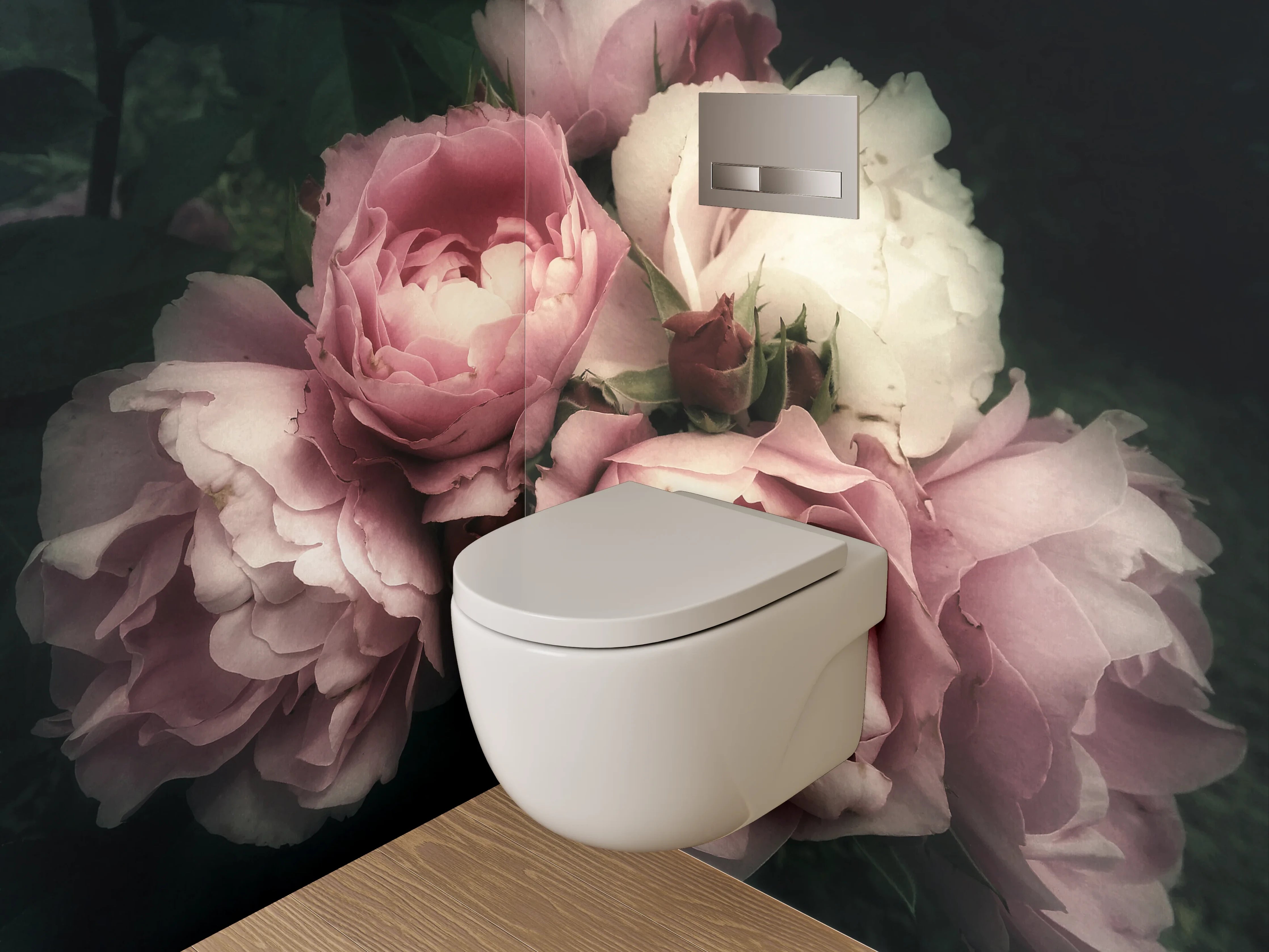WC-Rückwand - Romantische Vintage-Rosenblüten