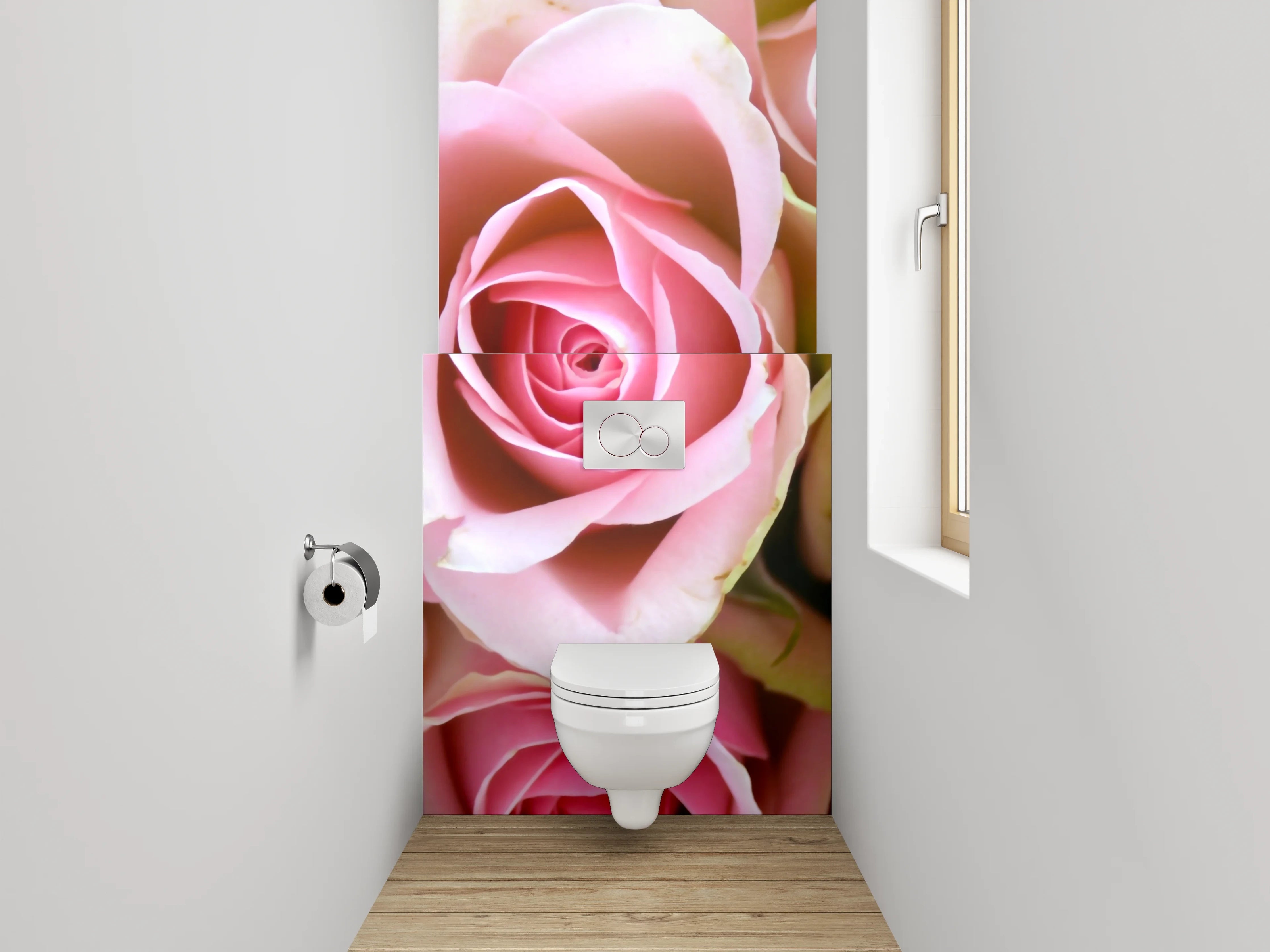 WC-Rückwand - Romantische rosa Rosenpracht