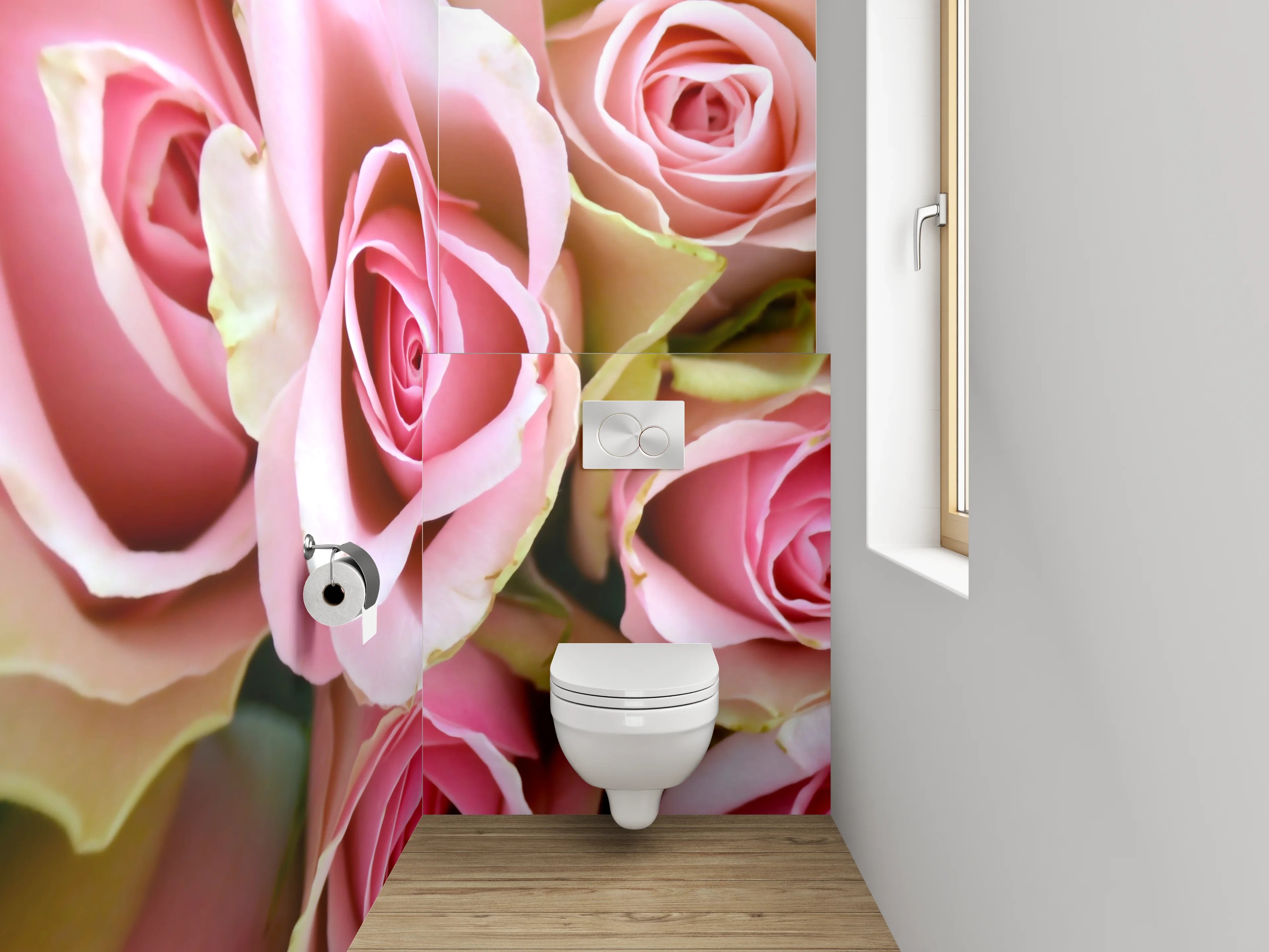 WC-Rückwand - Romantische rosa Rosenpracht