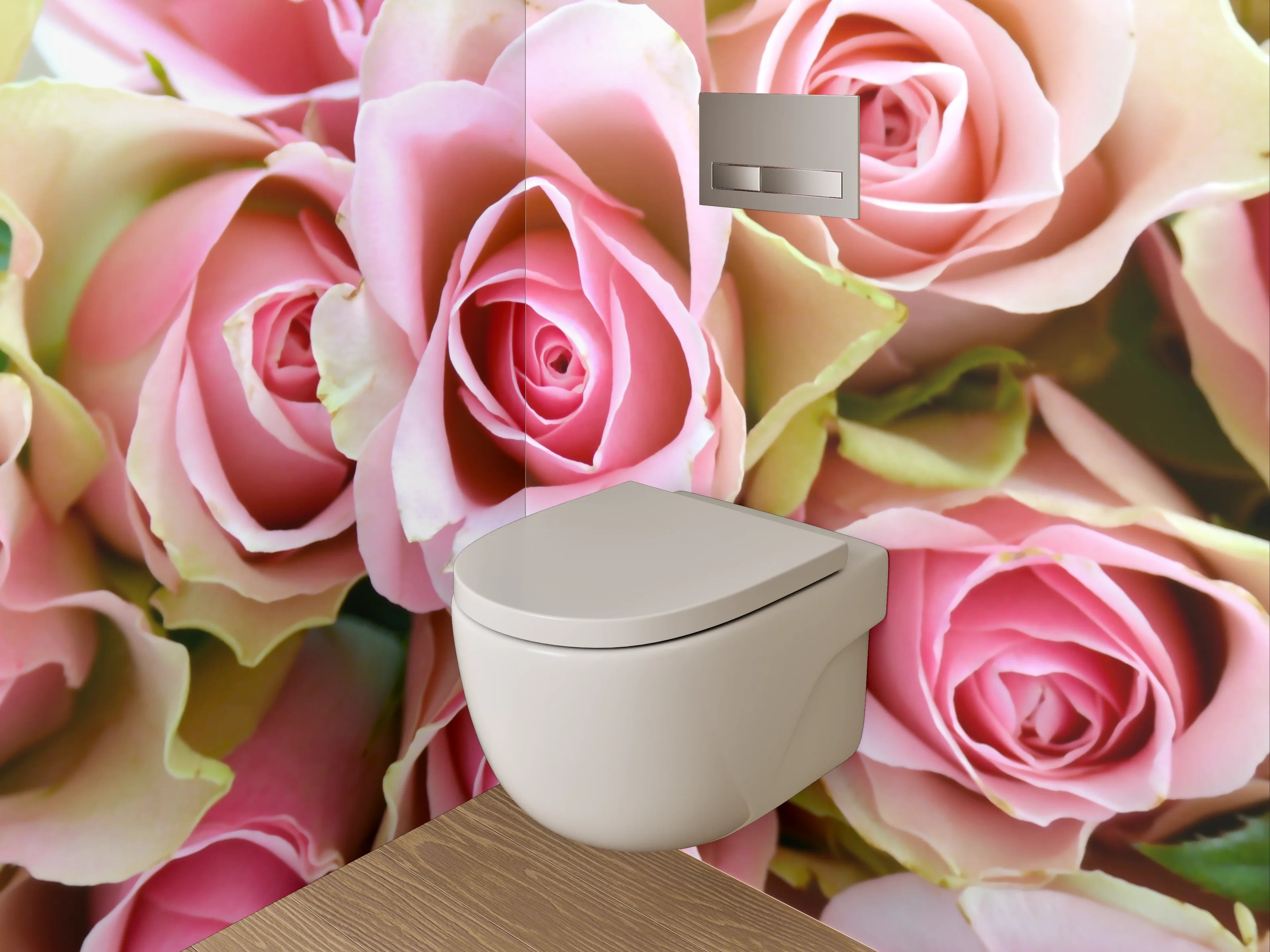 WC-Rückwand - Romantische rosa Rosenpracht