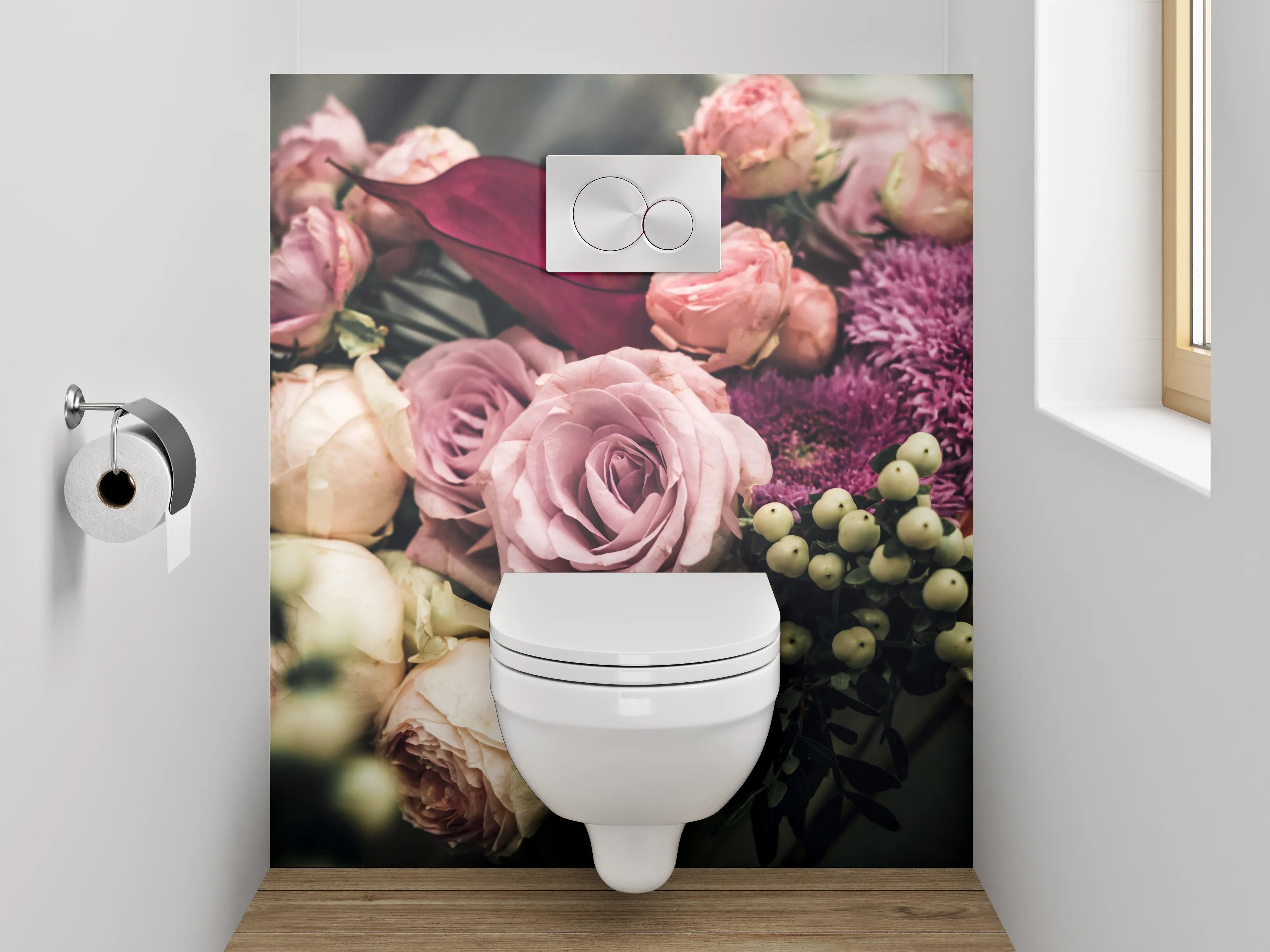 WC-Rückwand - Romantischer Blumenstrauß Vintage