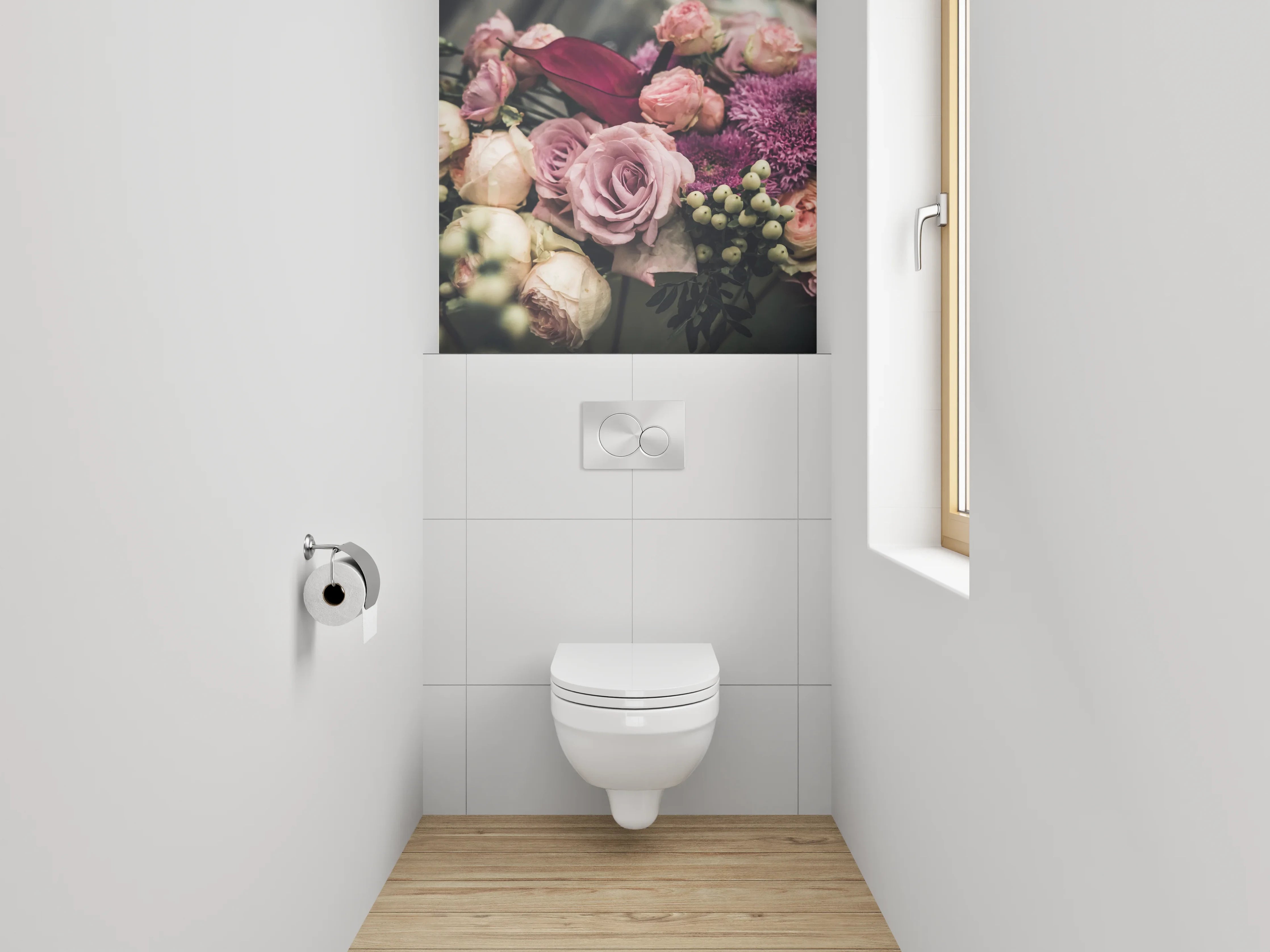 WC-Rückwand - Romantischer Blumenstrauß Vintage