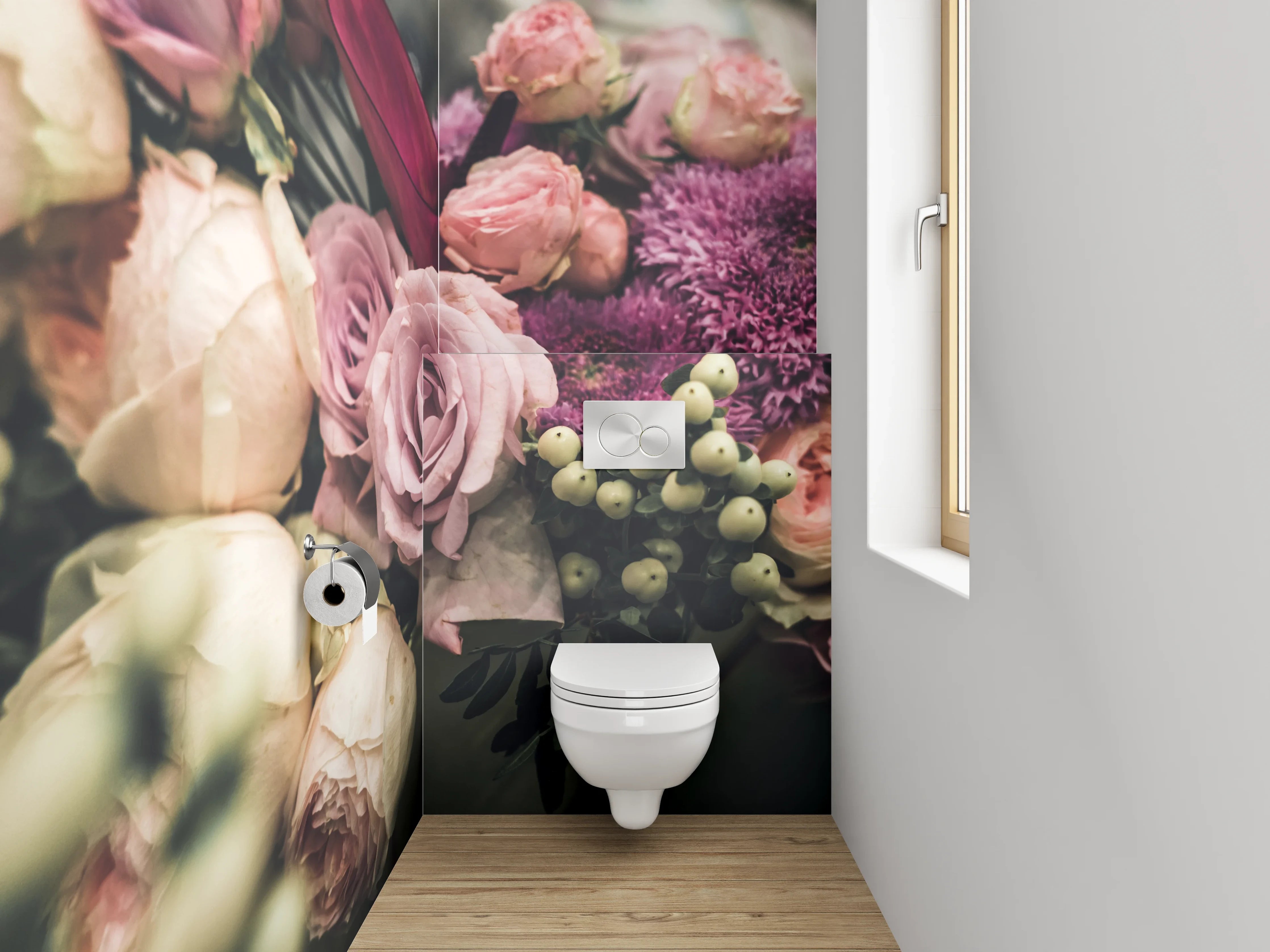 WC-Rückwand - Romantischer Blumenstrauß Vintage