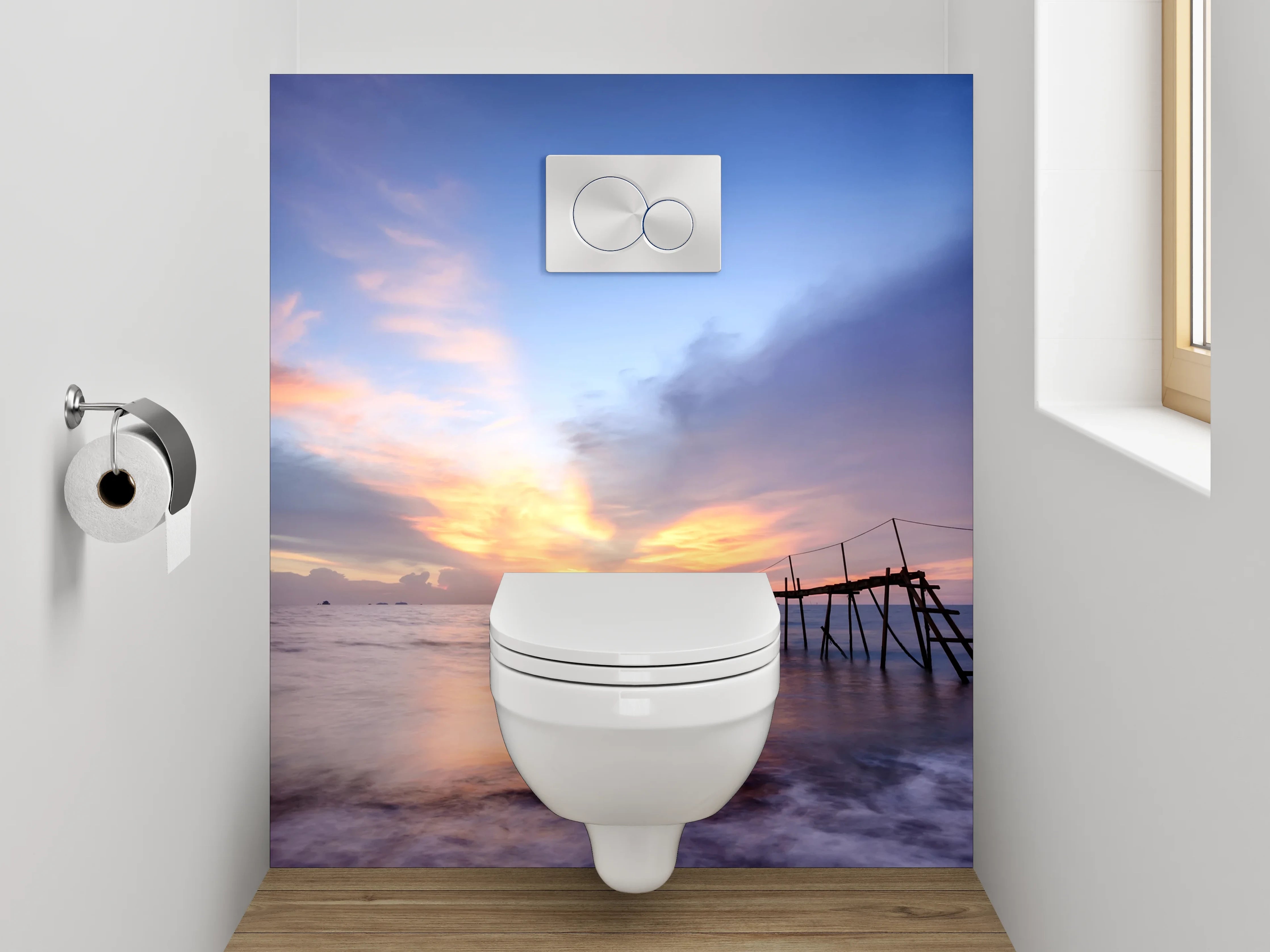 WC-Rückwand - Romantischer Sonnenuntergang am Meer