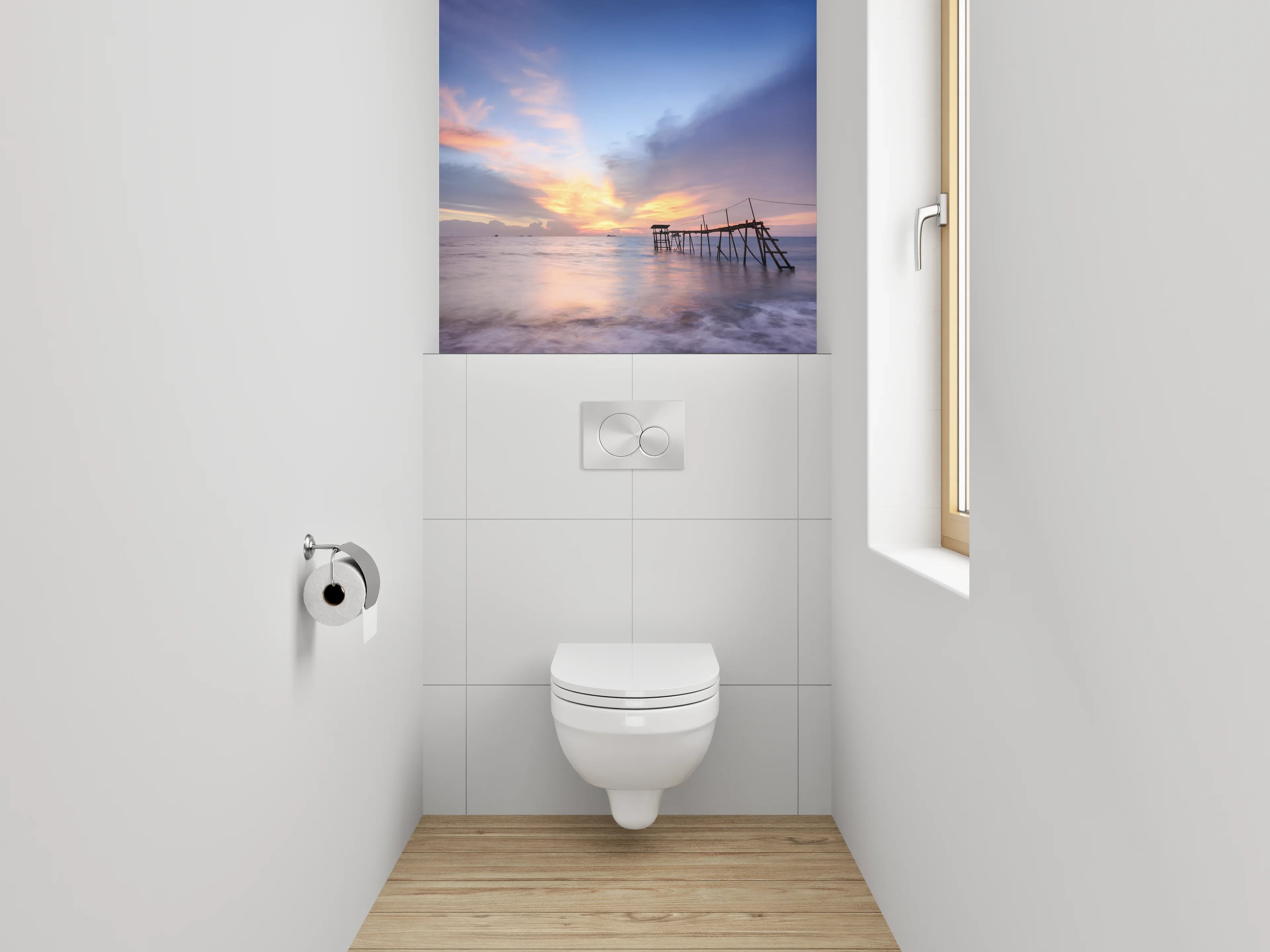 WC-Rückwand - Romantischer Sonnenuntergang am Meer