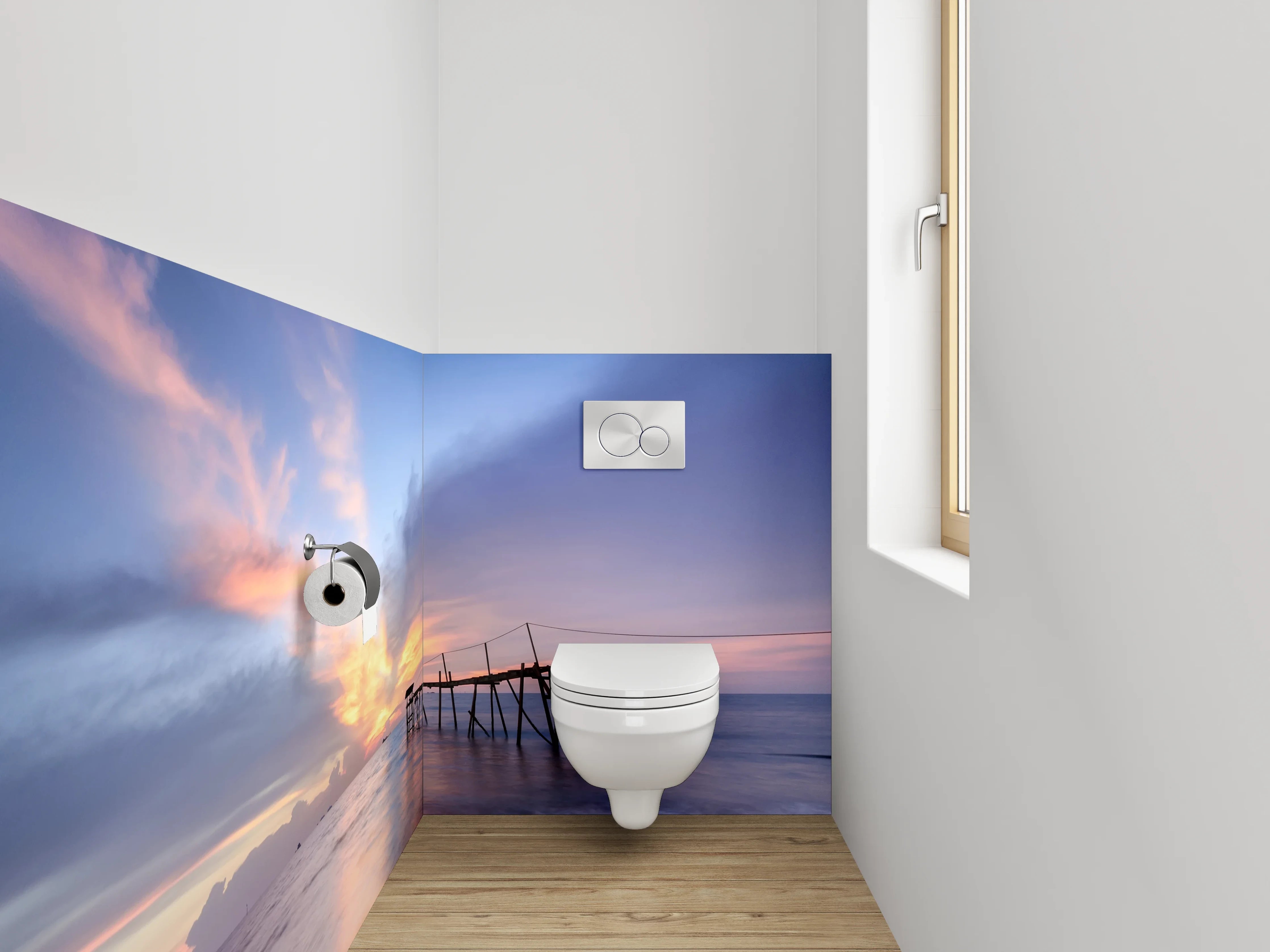 WC-Rückwand - Romantischer Sonnenuntergang am Meer
