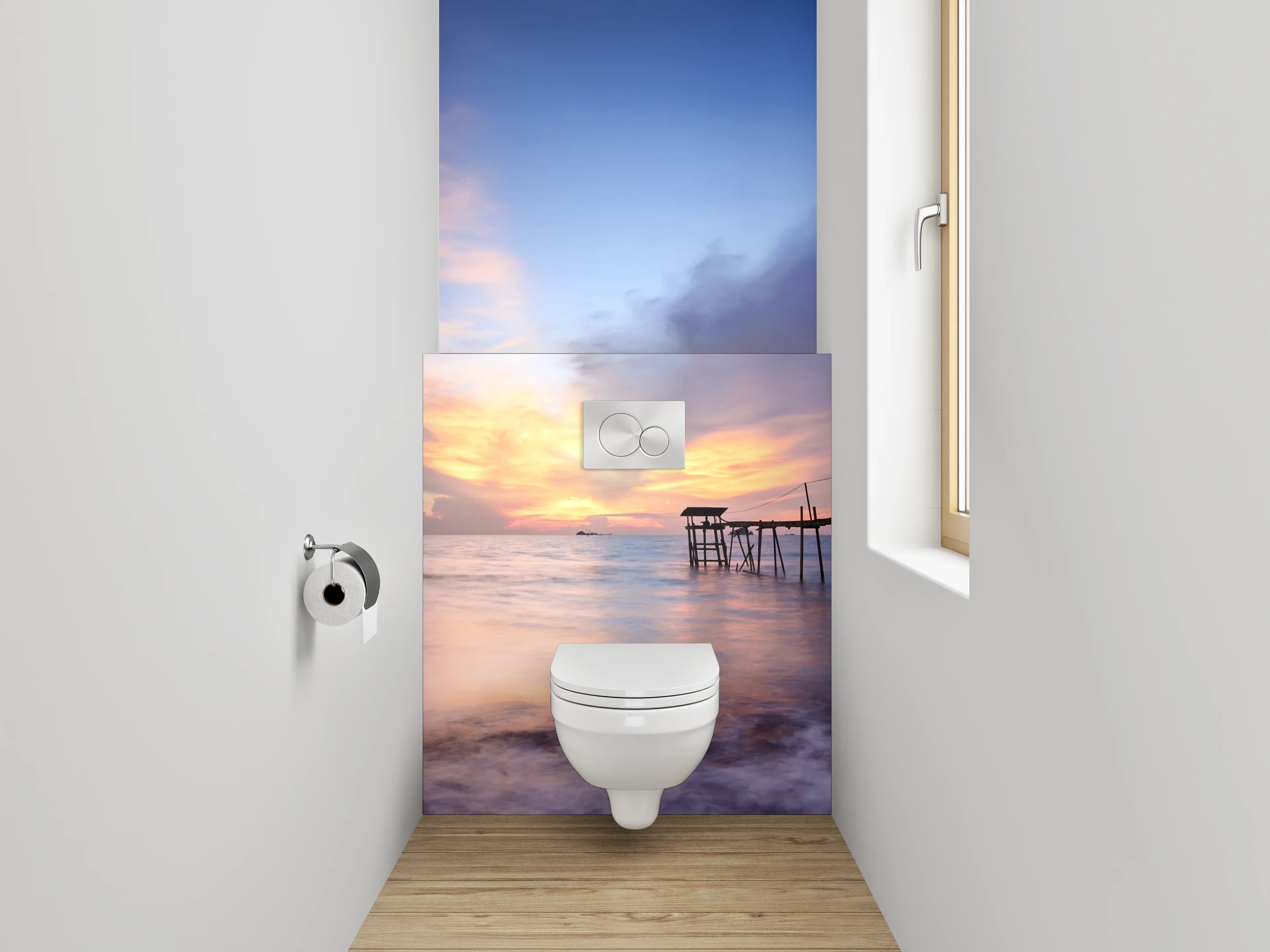 WC-Rückwand - Romantischer Sonnenuntergang am Meer