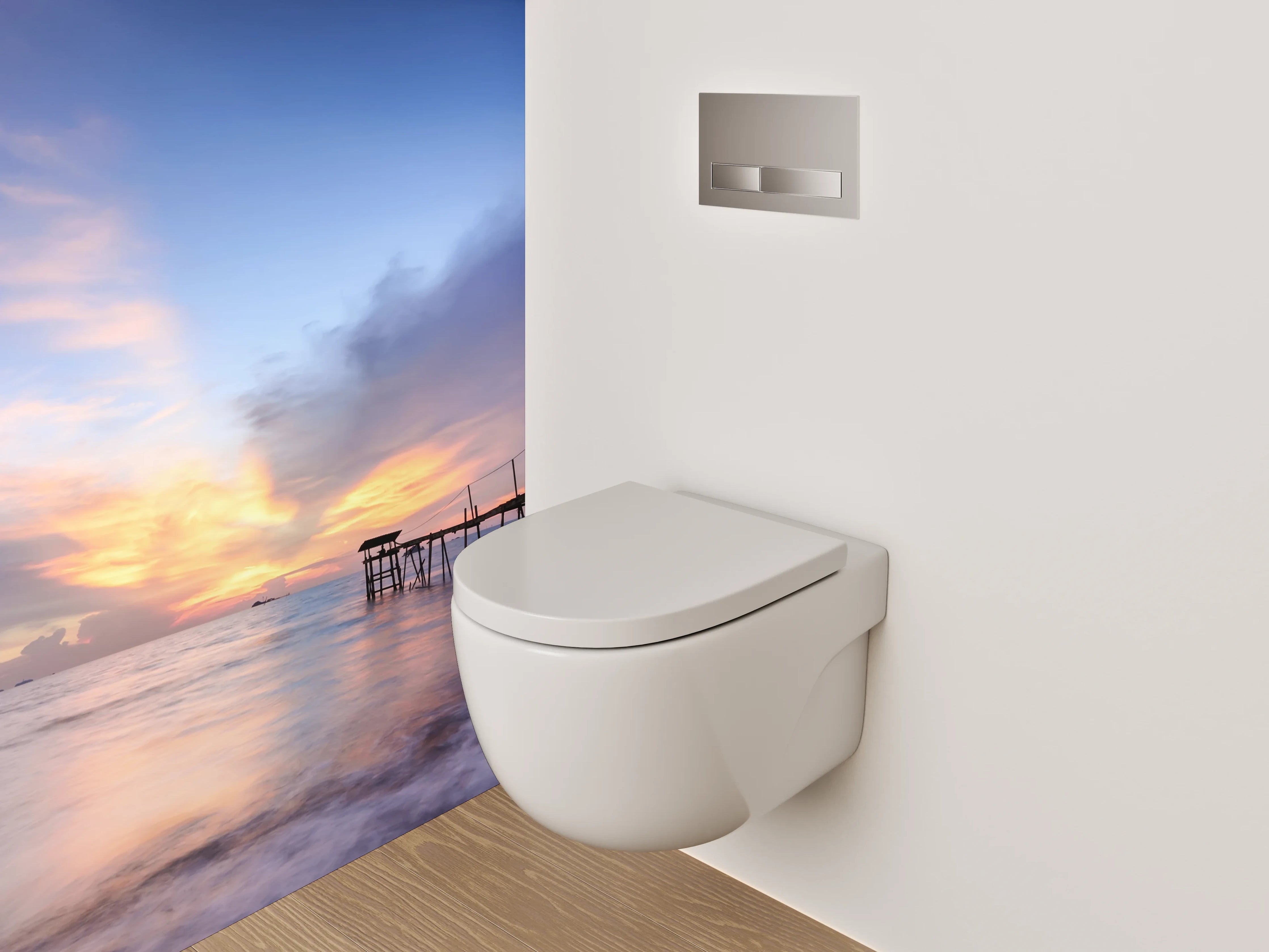 WC-Rückwand - Romantischer Sonnenuntergang am Meer