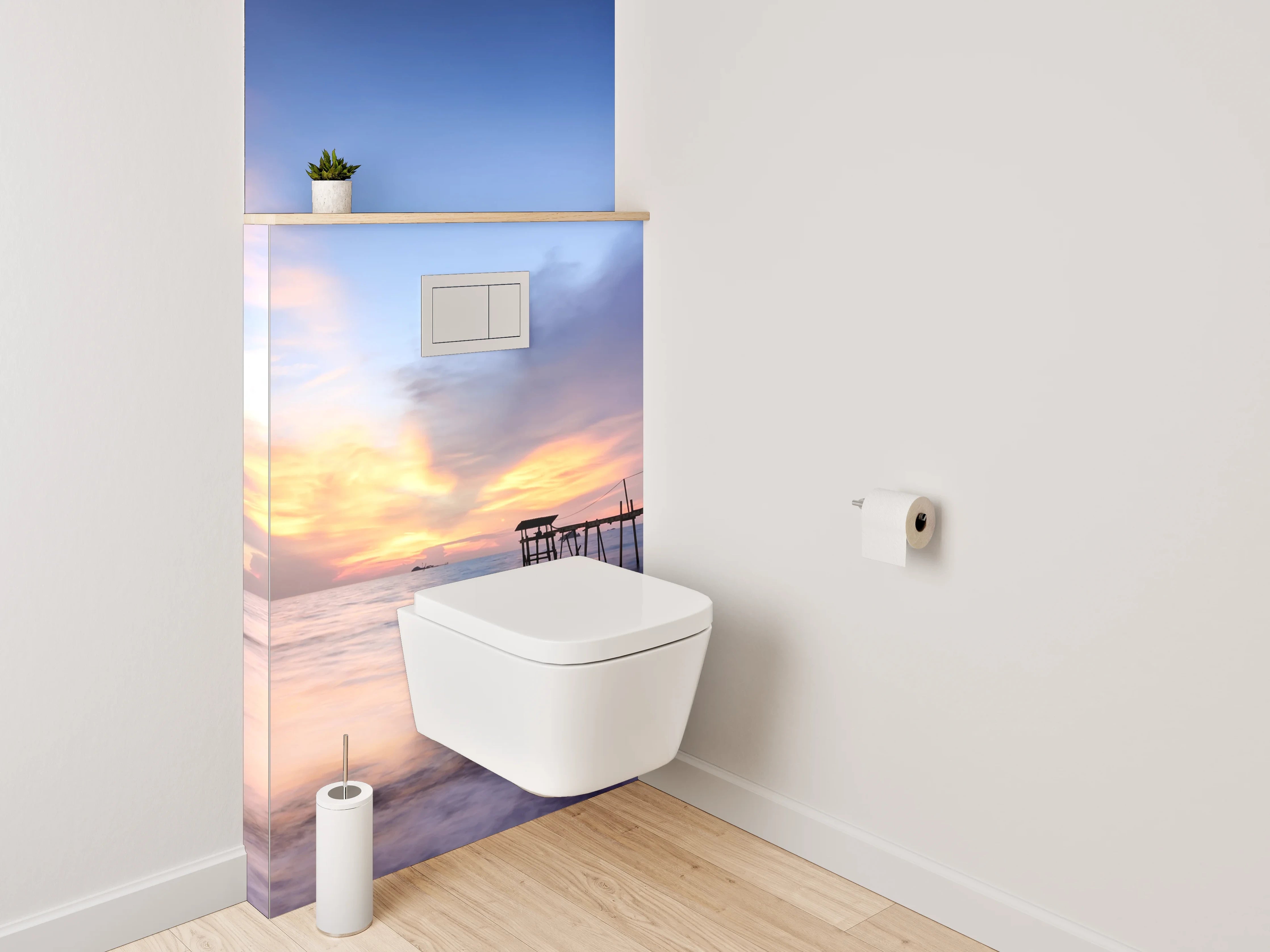 WC-Rückwand - Romantischer Sonnenuntergang am Meer