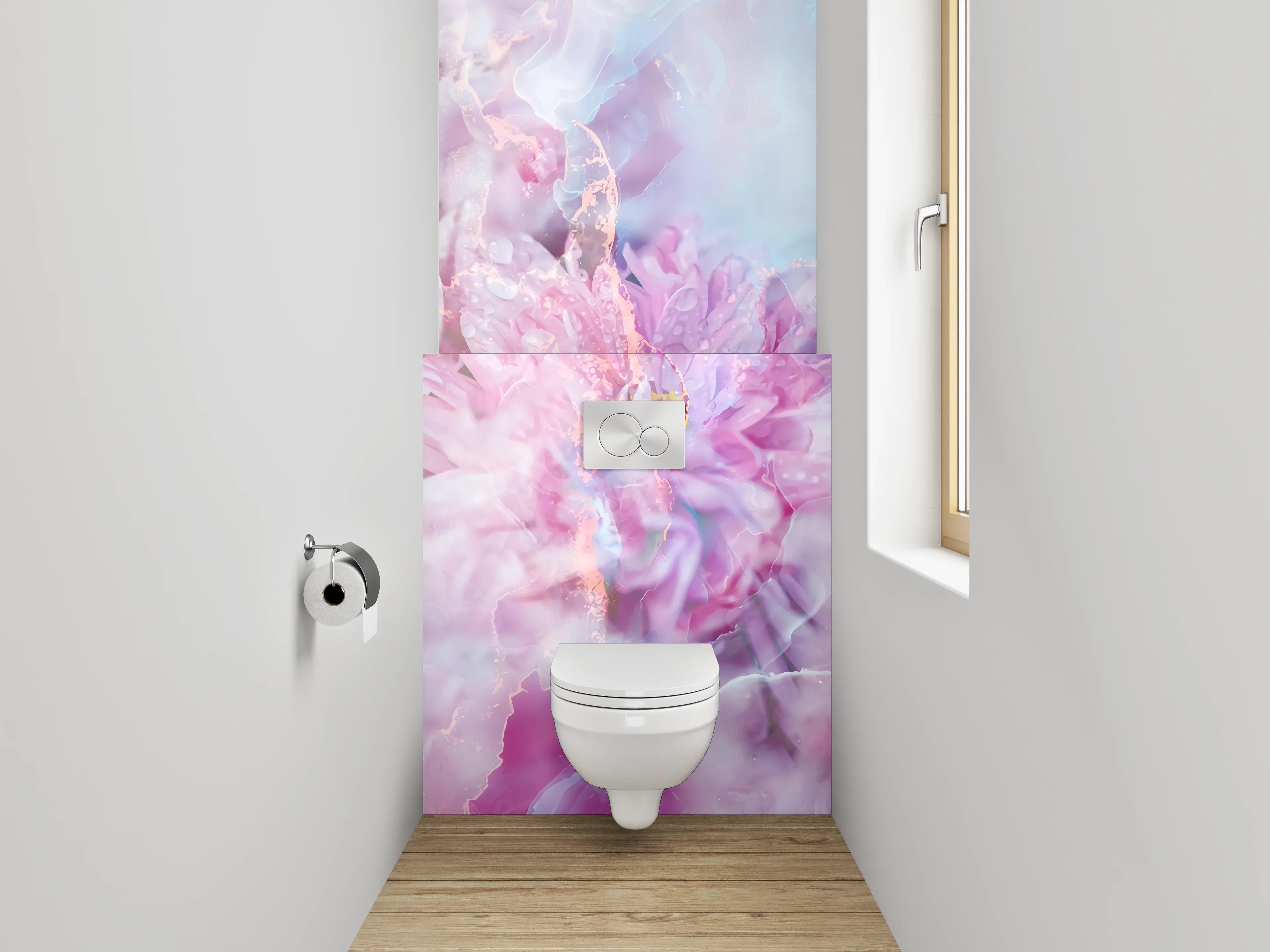 WC-Rückwand - Romantisches Blütenmeer in Pastellfarben