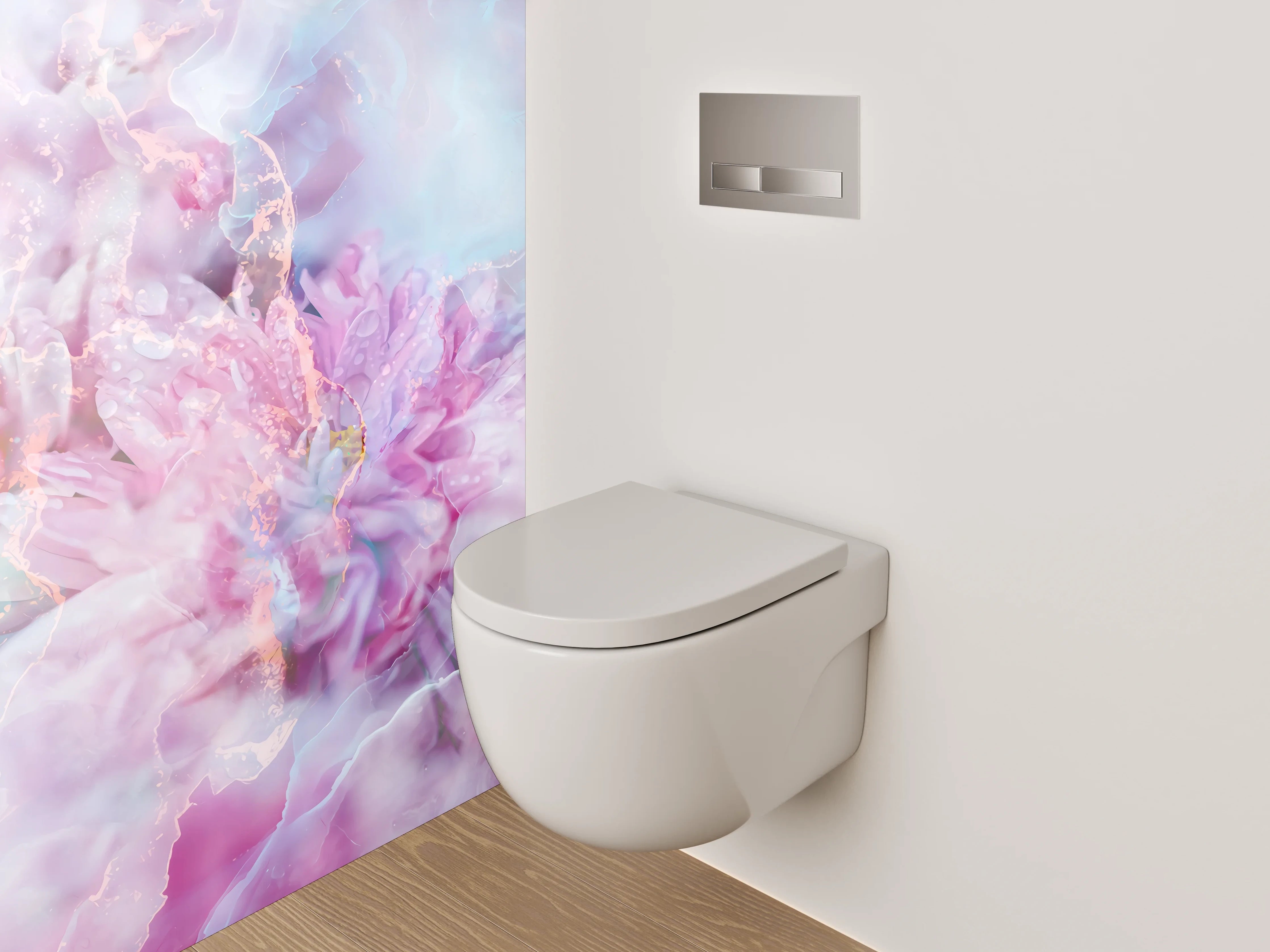 WC-Rückwand - Romantisches Blütenmeer in Pastellfarben