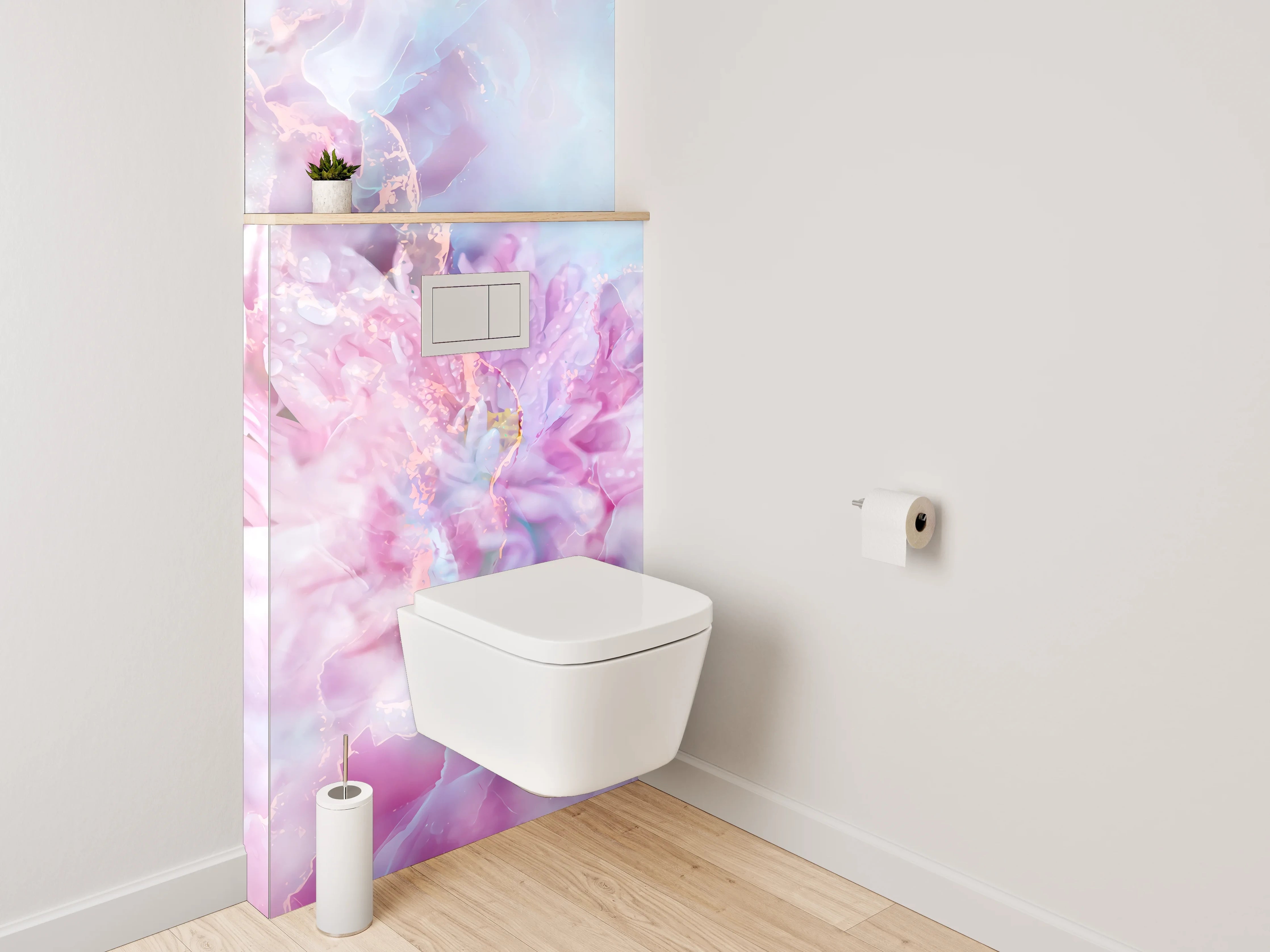 WC-Rückwand - Romantisches Blütenmeer in Pastellfarben