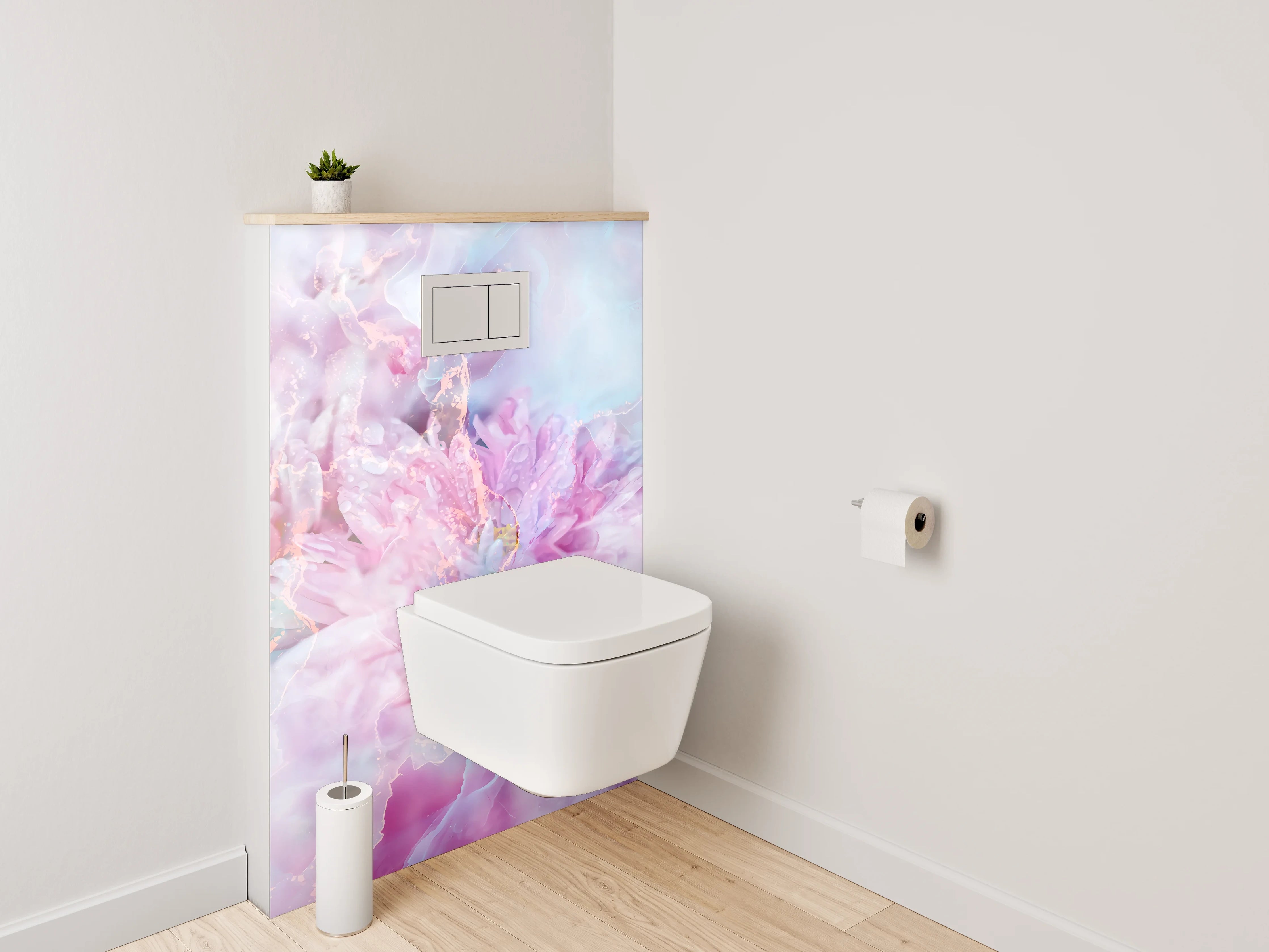 WC-Rückwand - Romantisches Blütenmeer in Pastellfarben