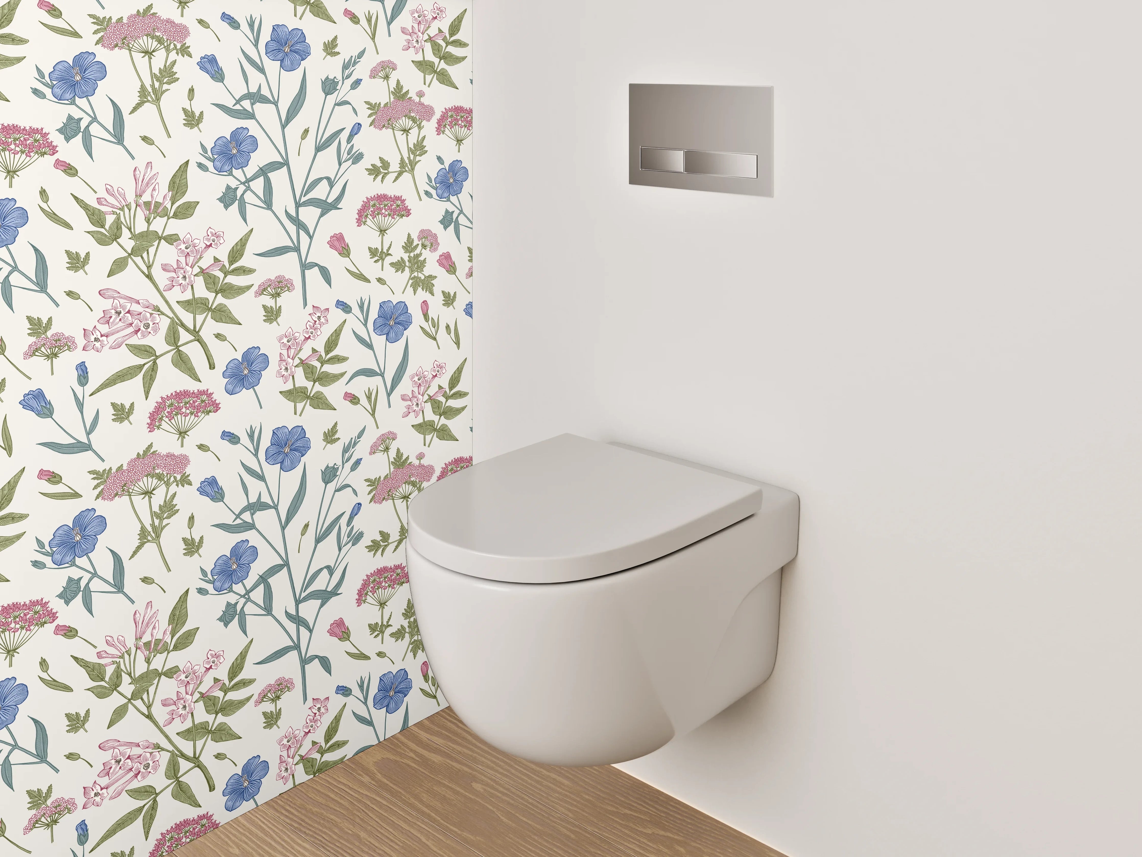 WC-Rückwand - Romantisches Blumenmuster Aquarell