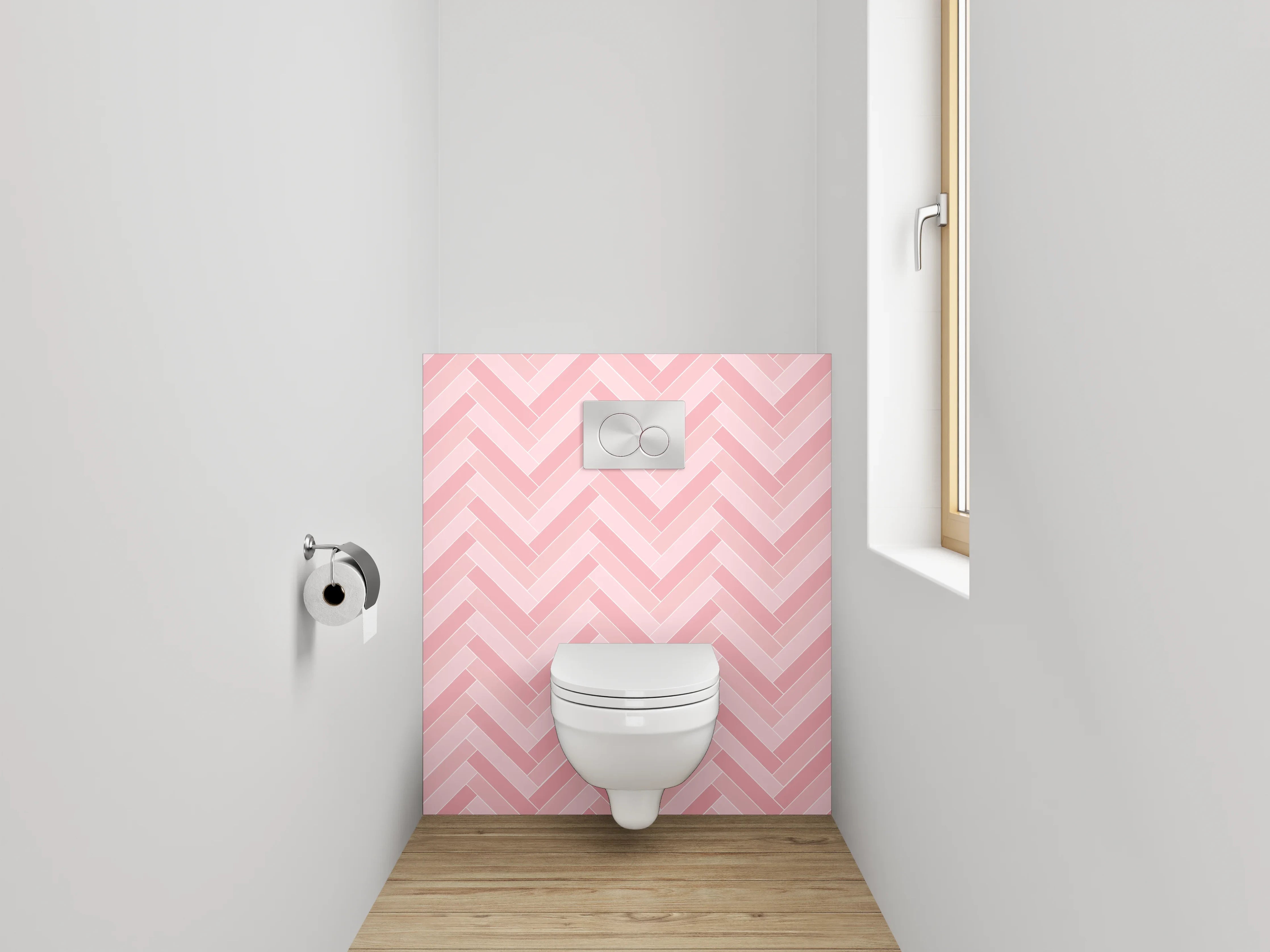 WC-Rückwand - Rosa Fischgrät Muster Fliesenoptik