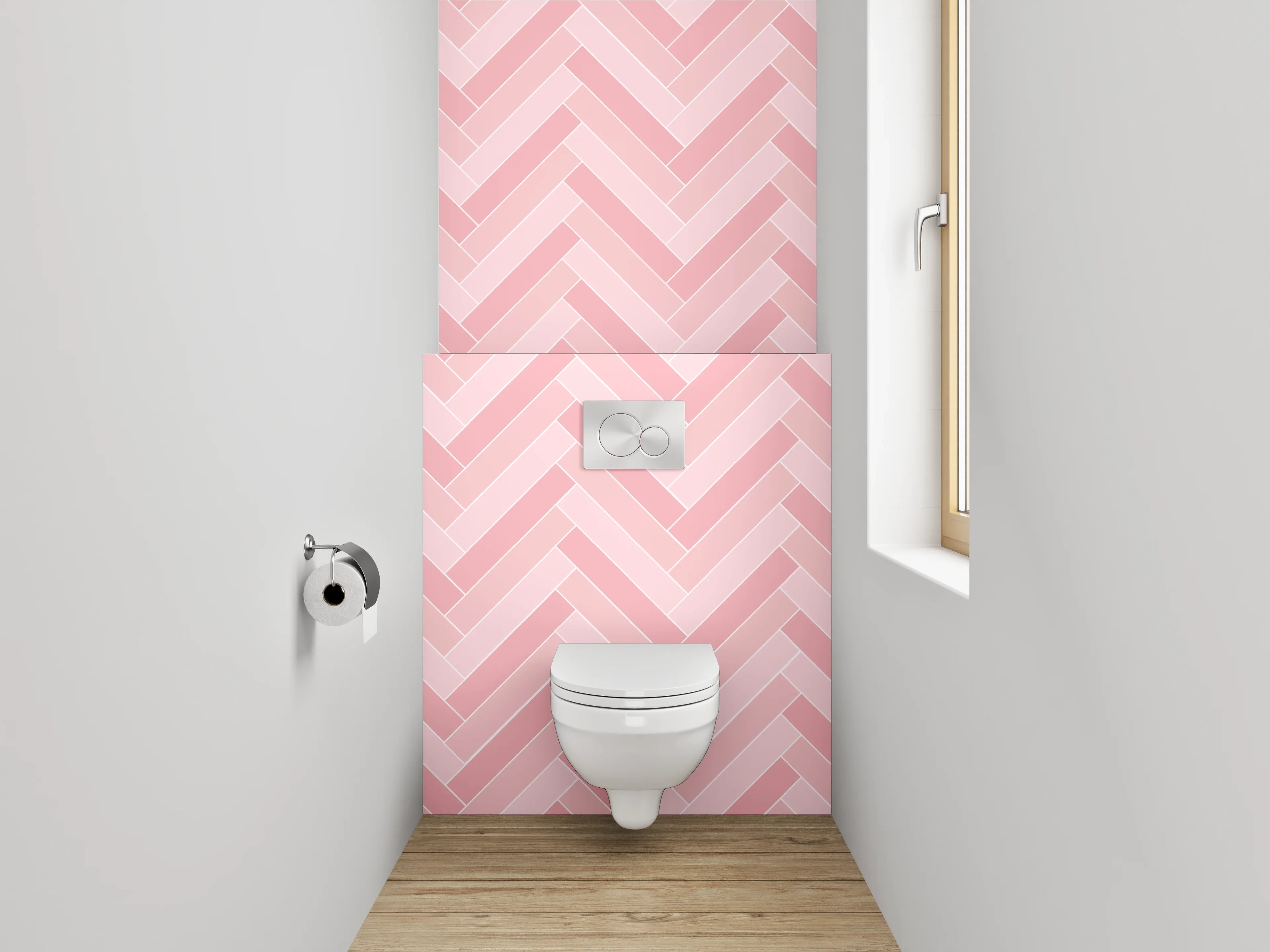 WC-Rückwand - Rosa Fischgrät Muster Fliesenoptik