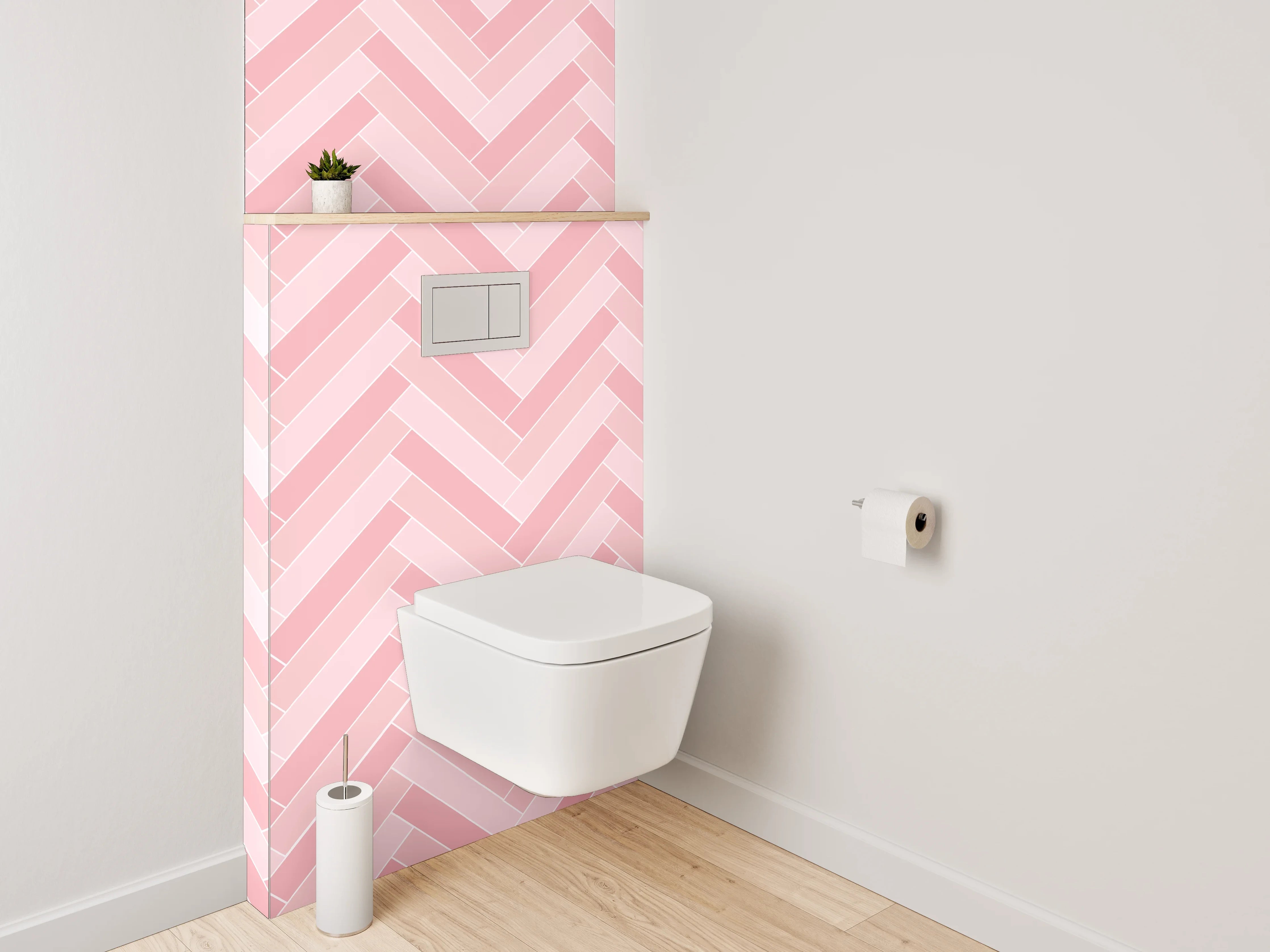 WC-Rückwand - Rosa Fischgrät Muster Fliesenoptik