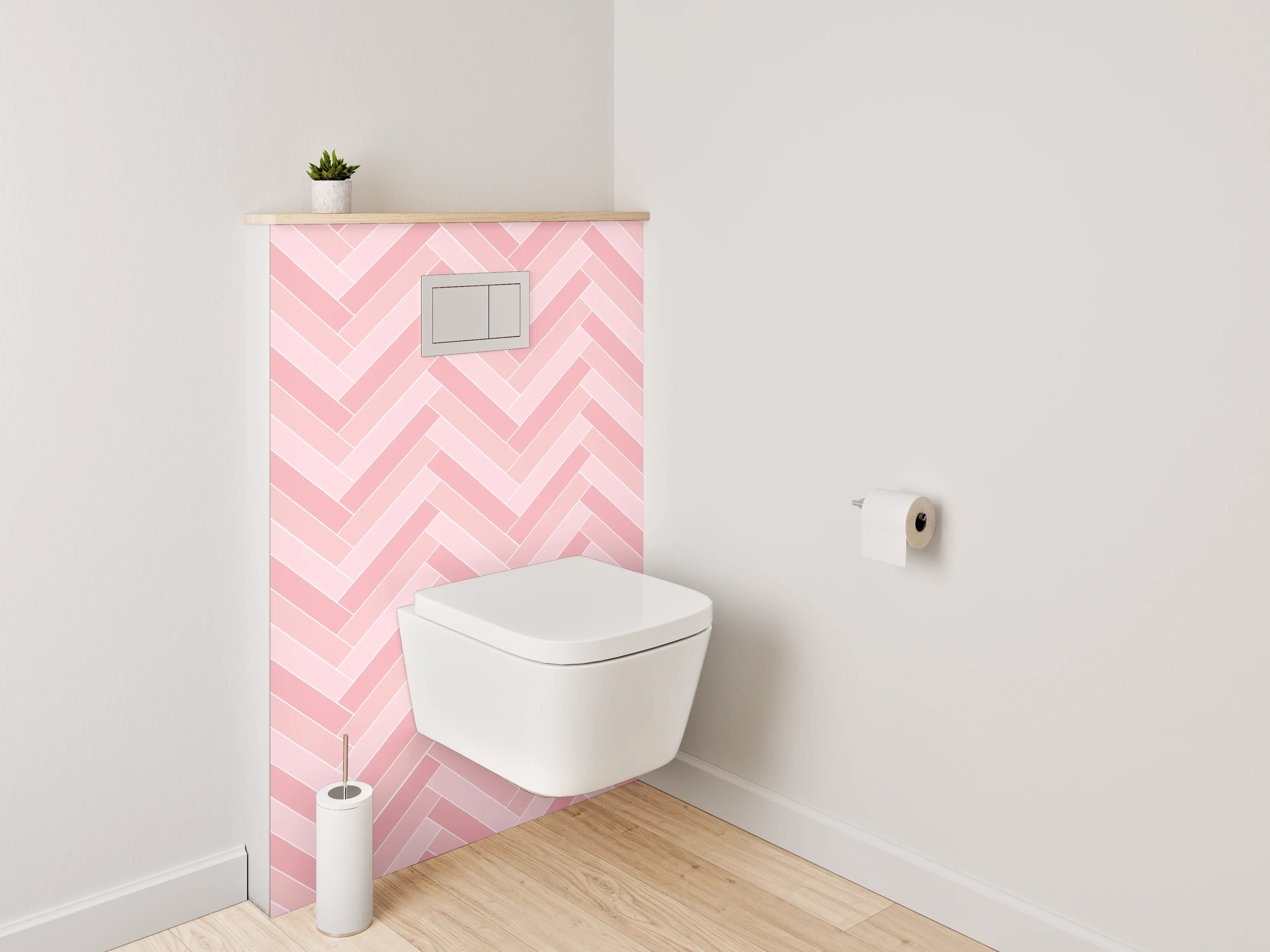 WC-Rückwand - Rosa Fischgrät Muster Fliesenoptik