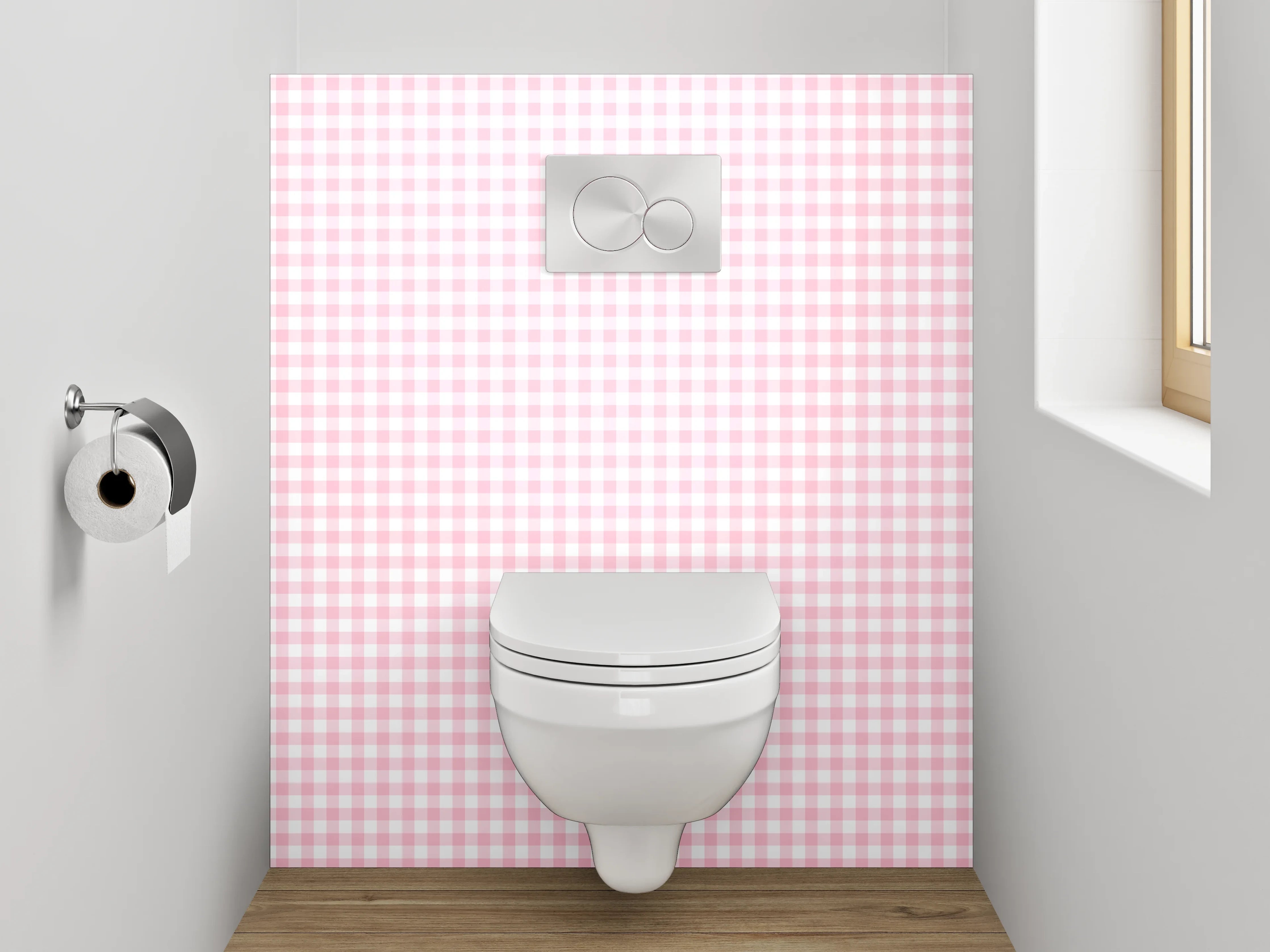 WC-Rückwand - Rosa Karo Muster Pastell