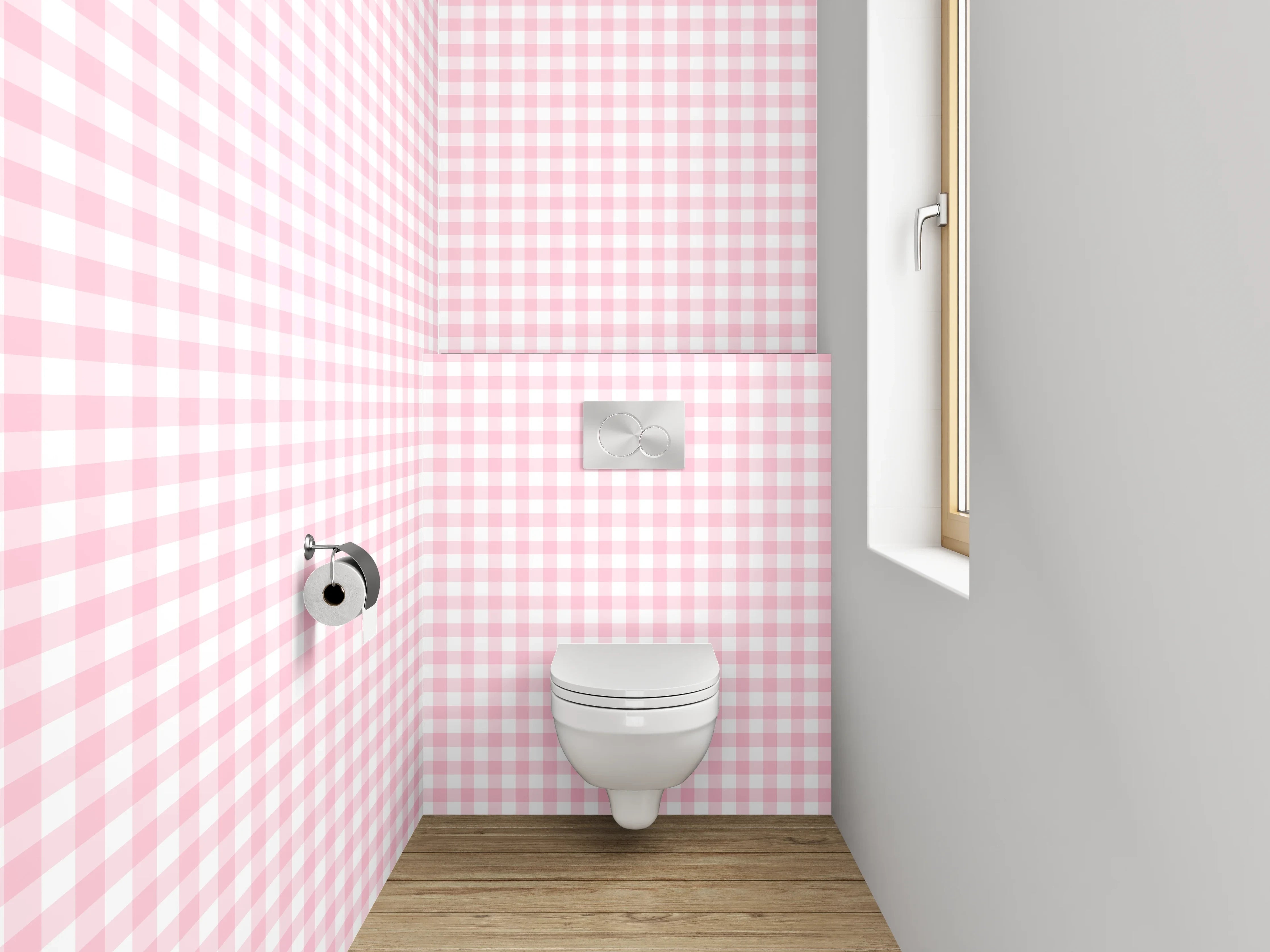 WC-Rückwand - Rosa Karo Muster Pastell