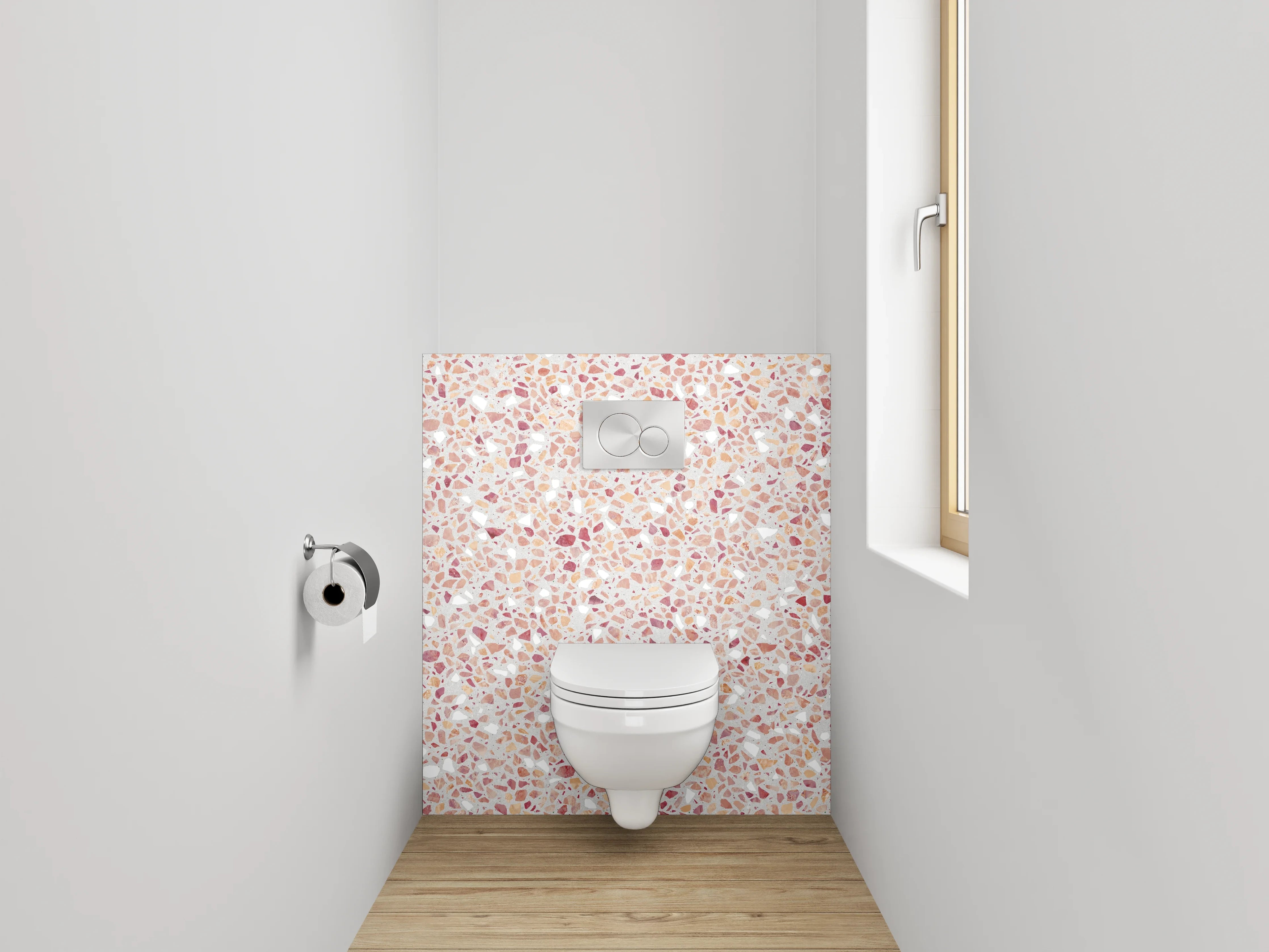 WC-Rückwand - Rosa Mosaikfliesen mit Rosé-Tönen