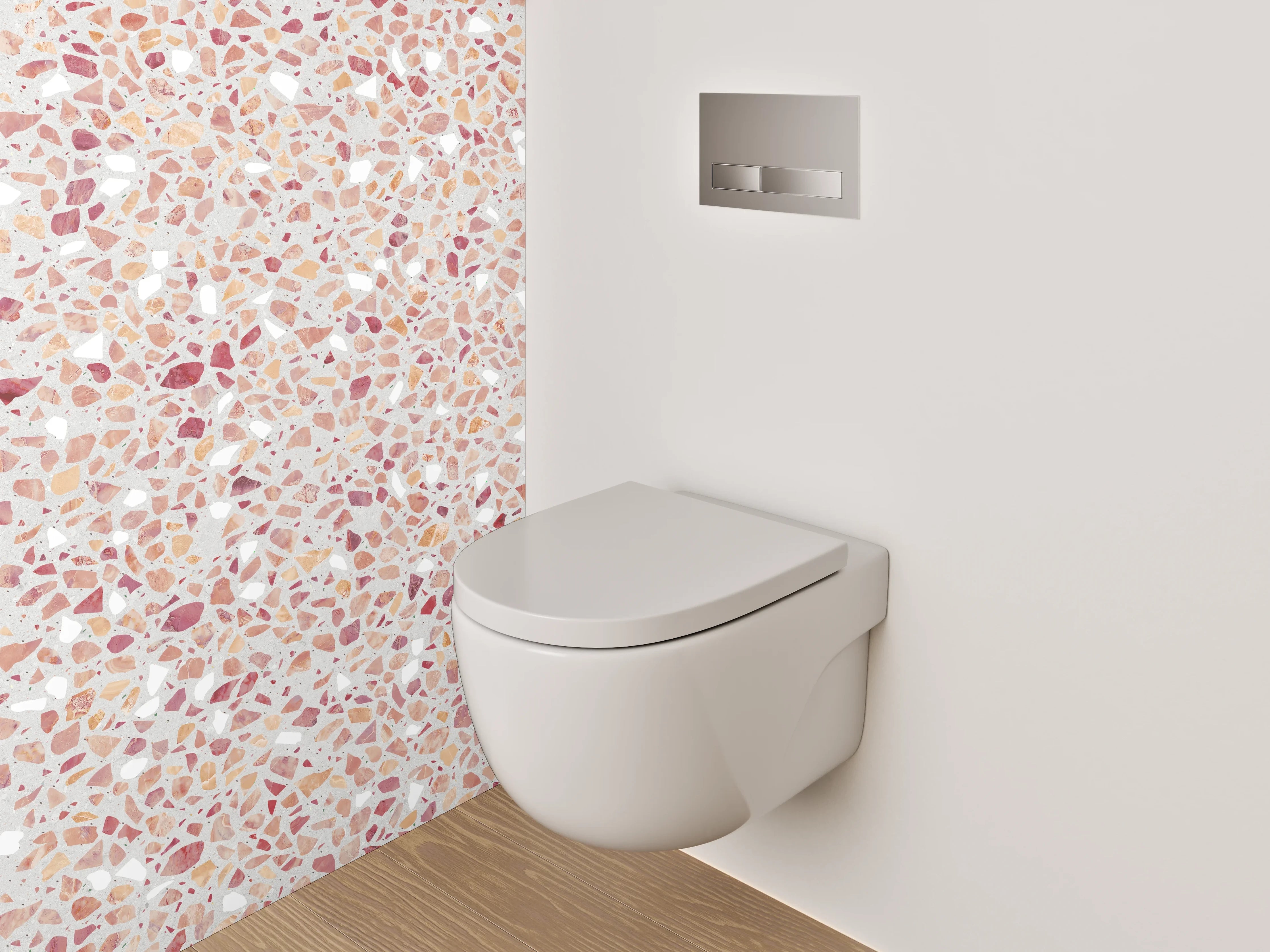 WC-Rückwand - Rosa Mosaikfliesen mit Rosé-Tönen