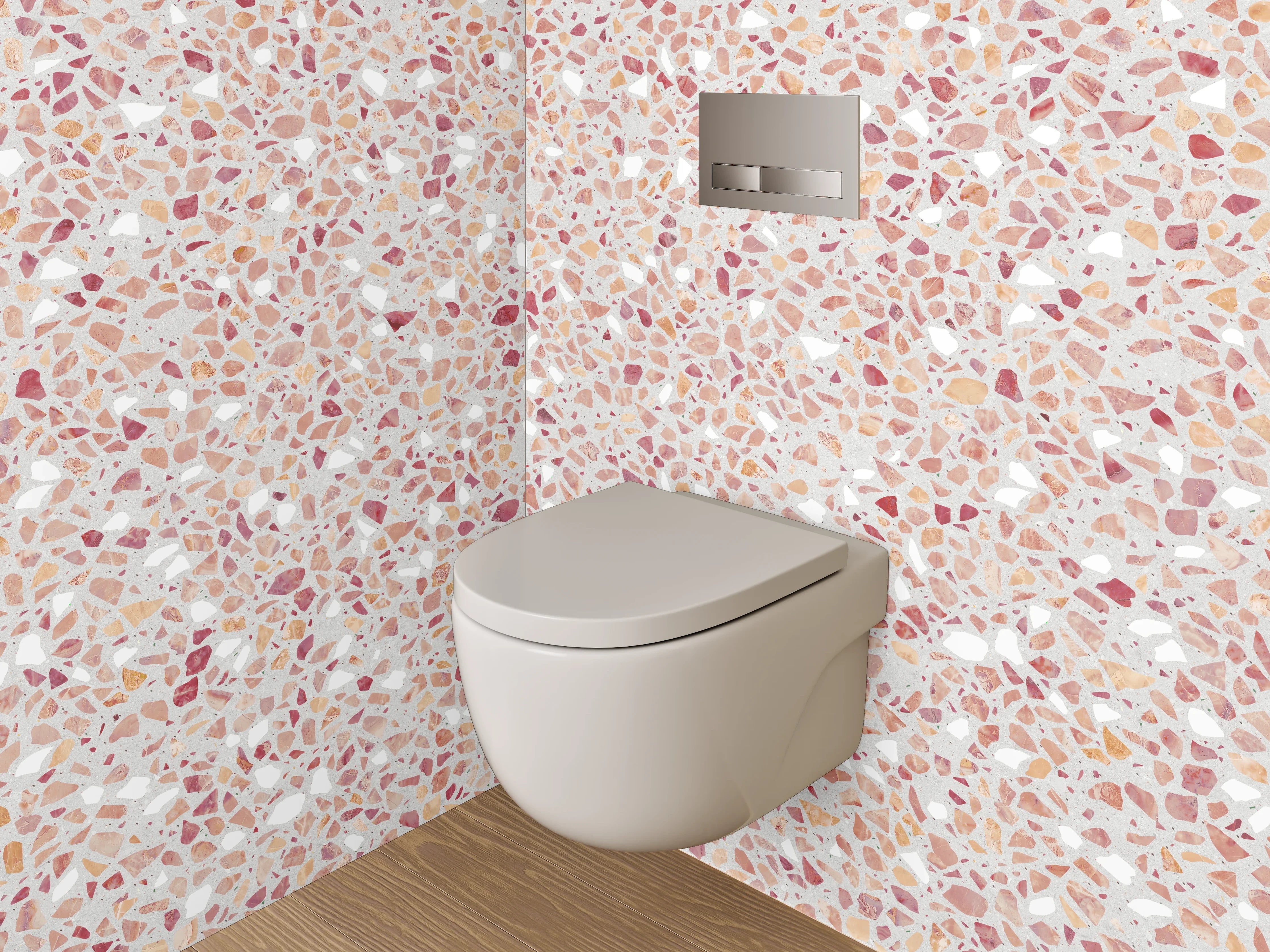 WC-Rückwand - Rosa Mosaikfliesen mit Rosé-Tönen