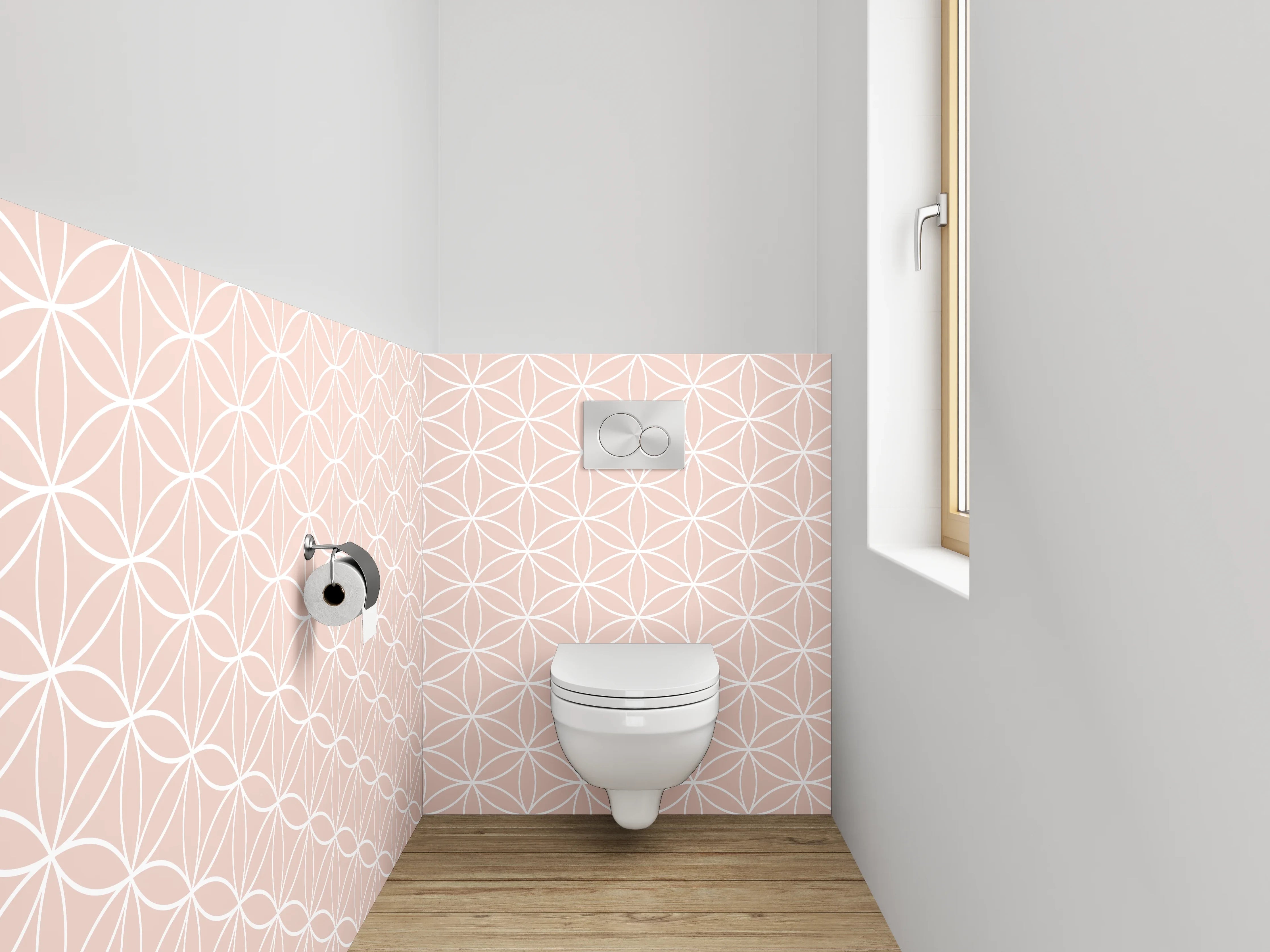 WC-Rückwand - Rosa geometrisches Vintage-Muster