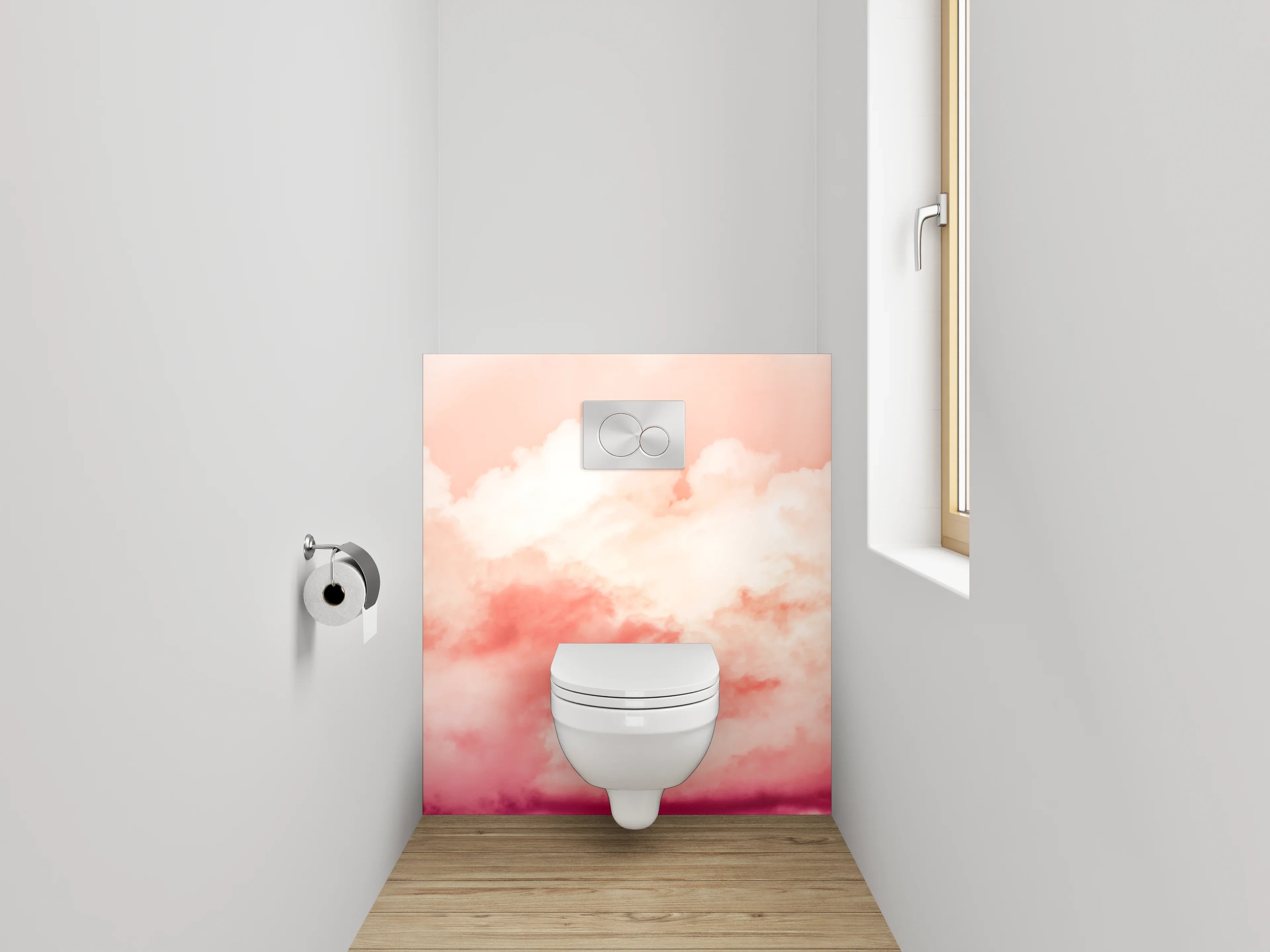 WC-Rückwand - Rosafarbene Himmelwolken Panorama