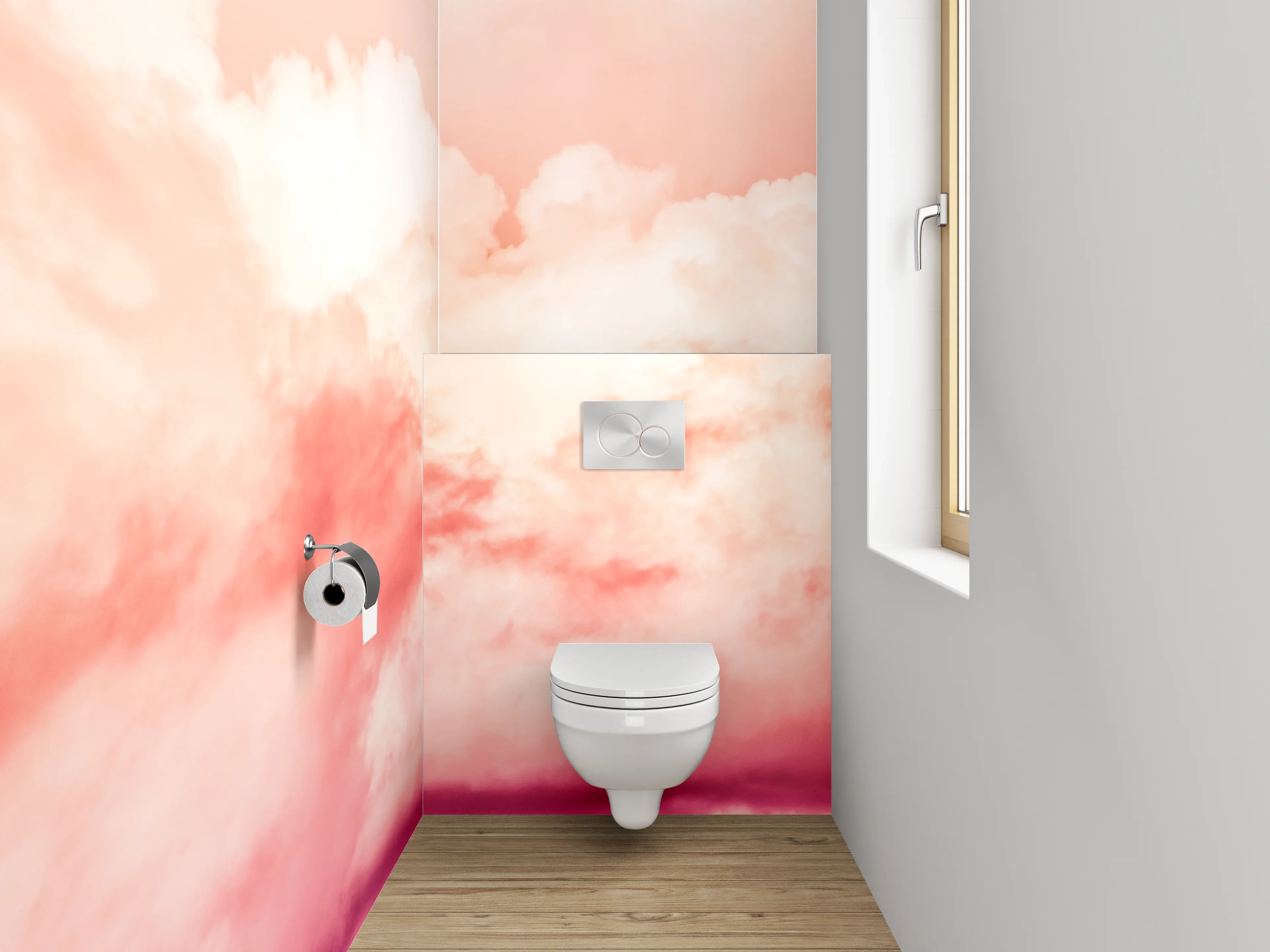 WC-Rückwand - Rosafarbene Himmelwolken Panorama