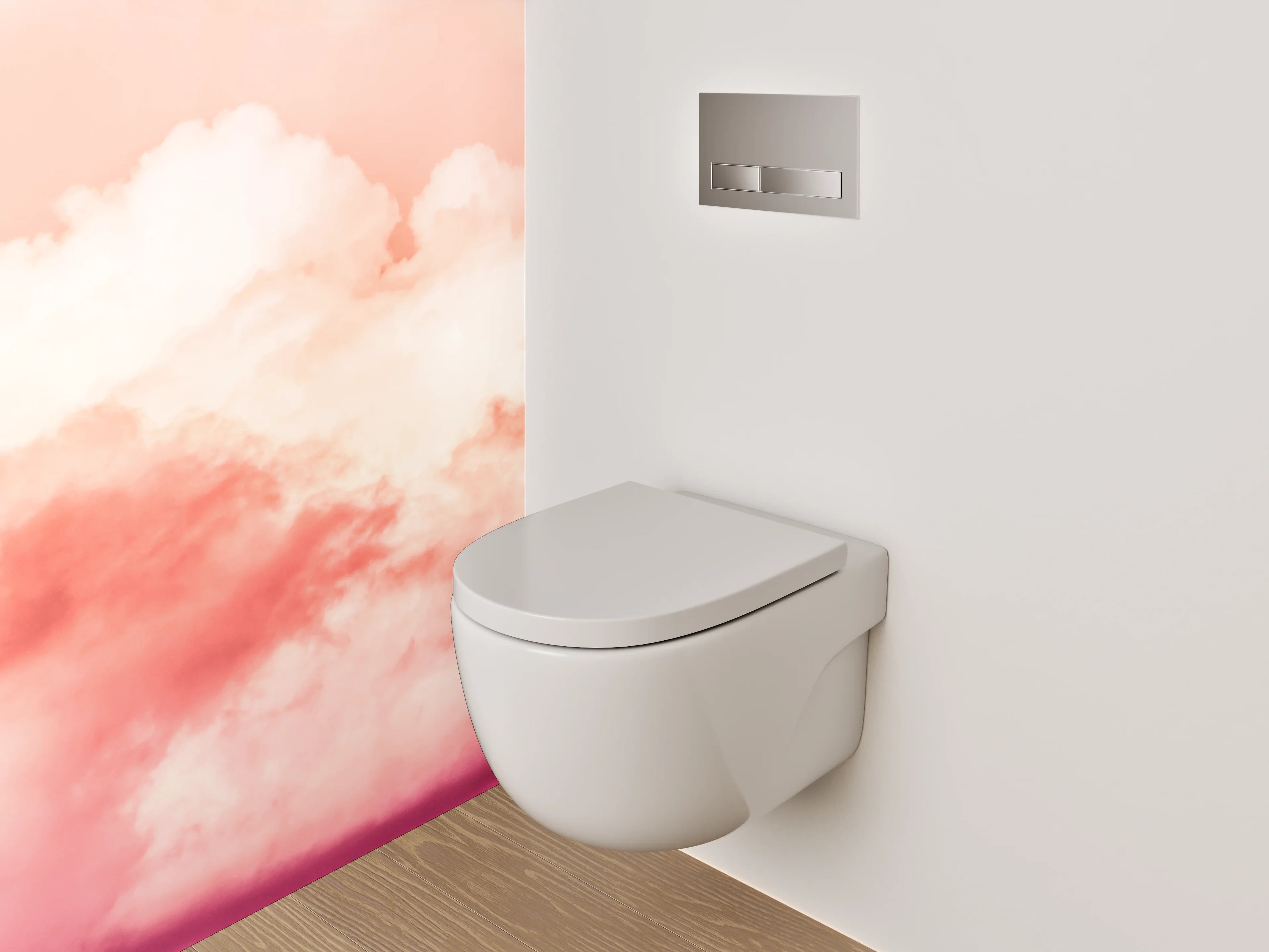 WC-Rückwand - Rosafarbene Himmelwolken Panorama