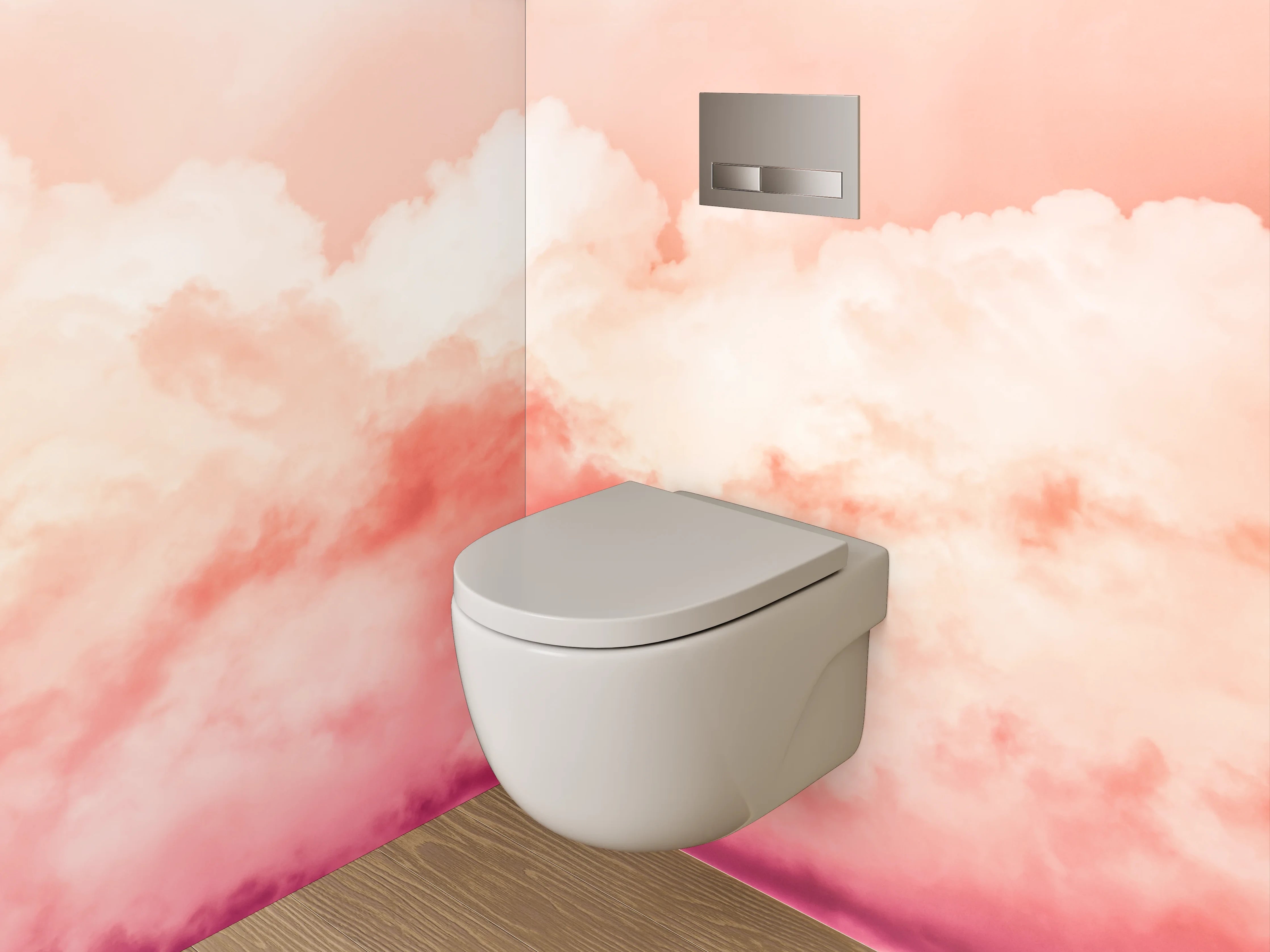 WC-Rückwand - Rosafarbene Himmelwolken Panorama