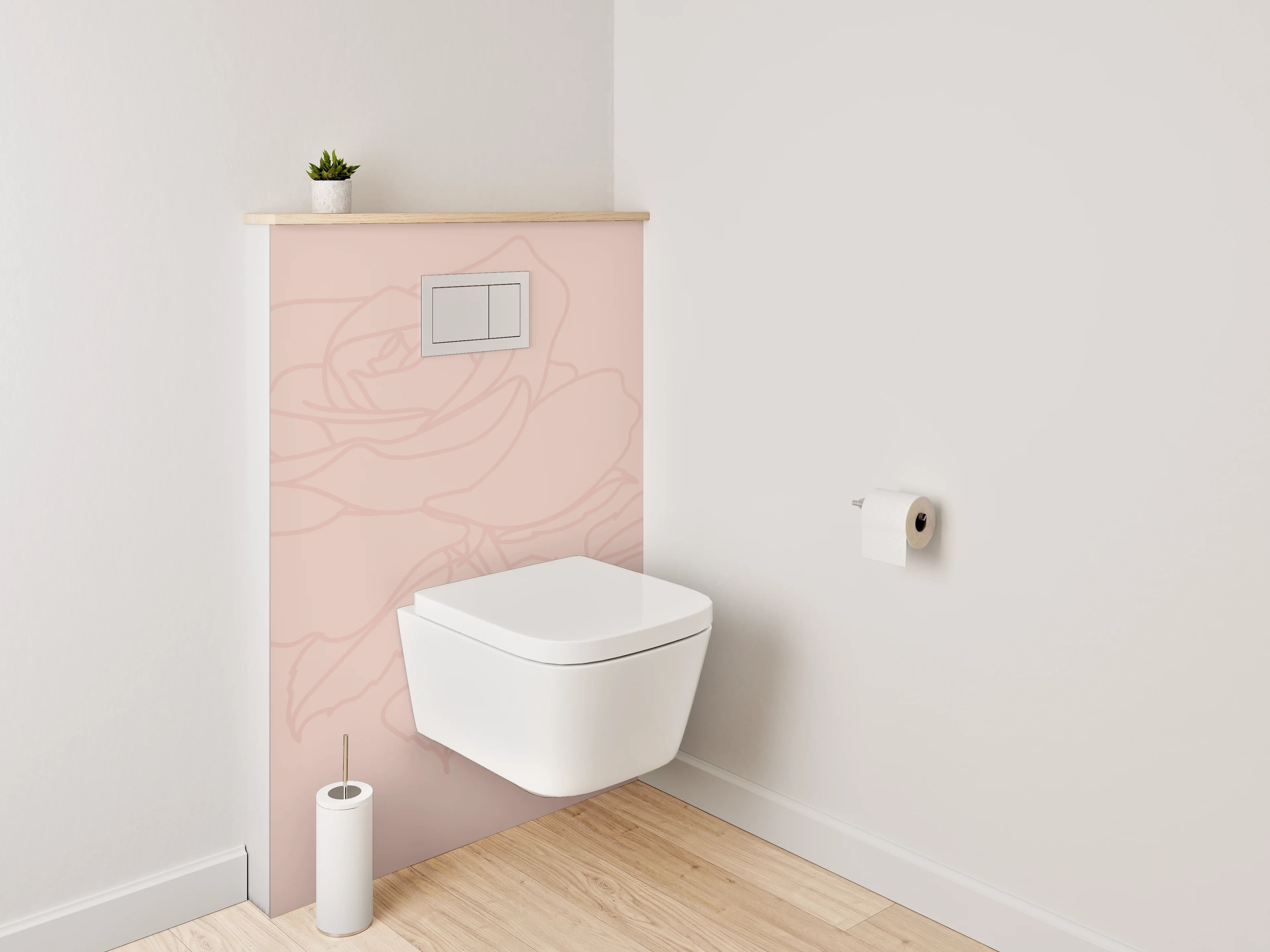 WC-Rückwand - Rosen Lineart in zartem Rosé